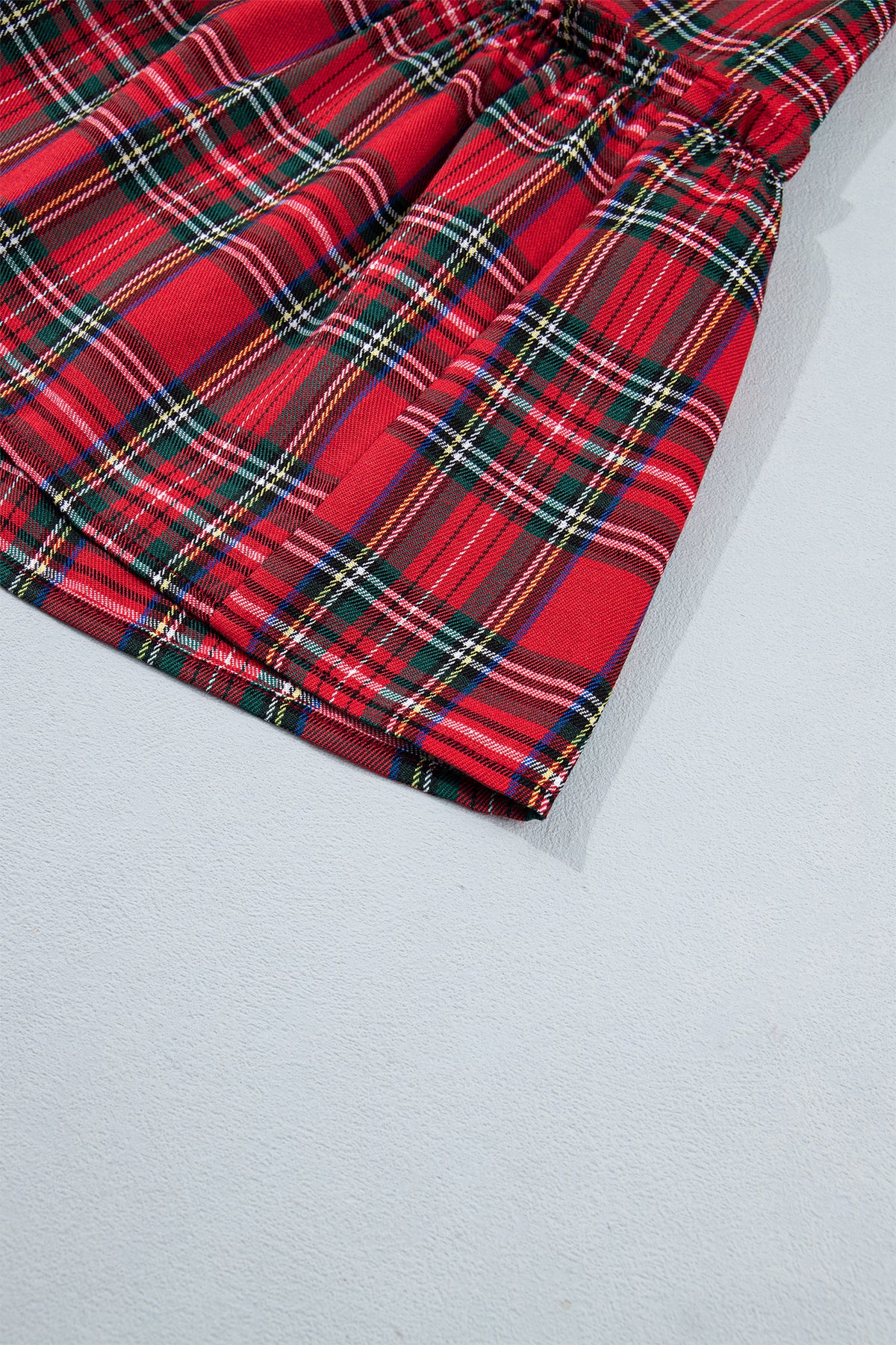 Red Plaid Knot Neck Short Sleeve Mini Shift Dress-TOPS / DRESSES-[Adult]-[Female]-2022 Online Blue Zone Planet