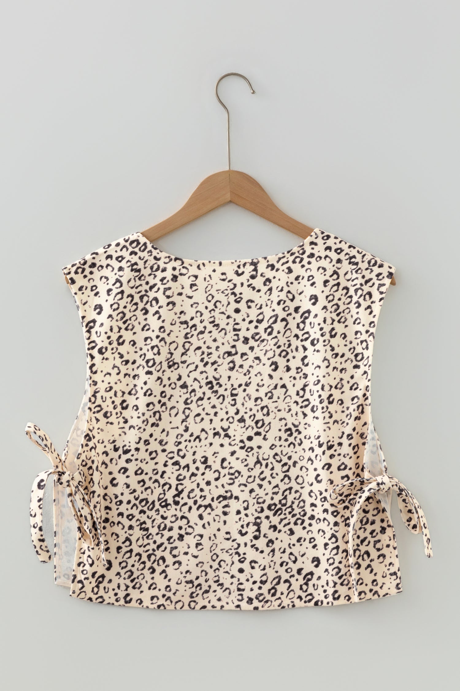 Apricot Knot Side Leopard Print Vest-Outerwear/Vests-[Adult]-[Female]-2022 Online Blue Zone Planet