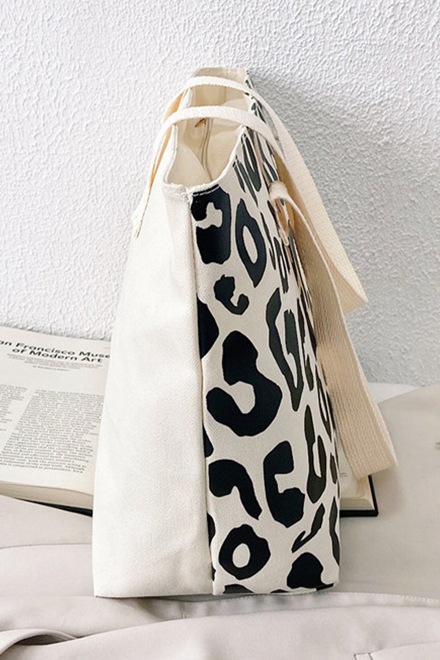 Black Leopard Print Canvas Tote Bag-Shoes & Bags/Handbags-[Adult]-[Female]-2022 Online Blue Zone Planet