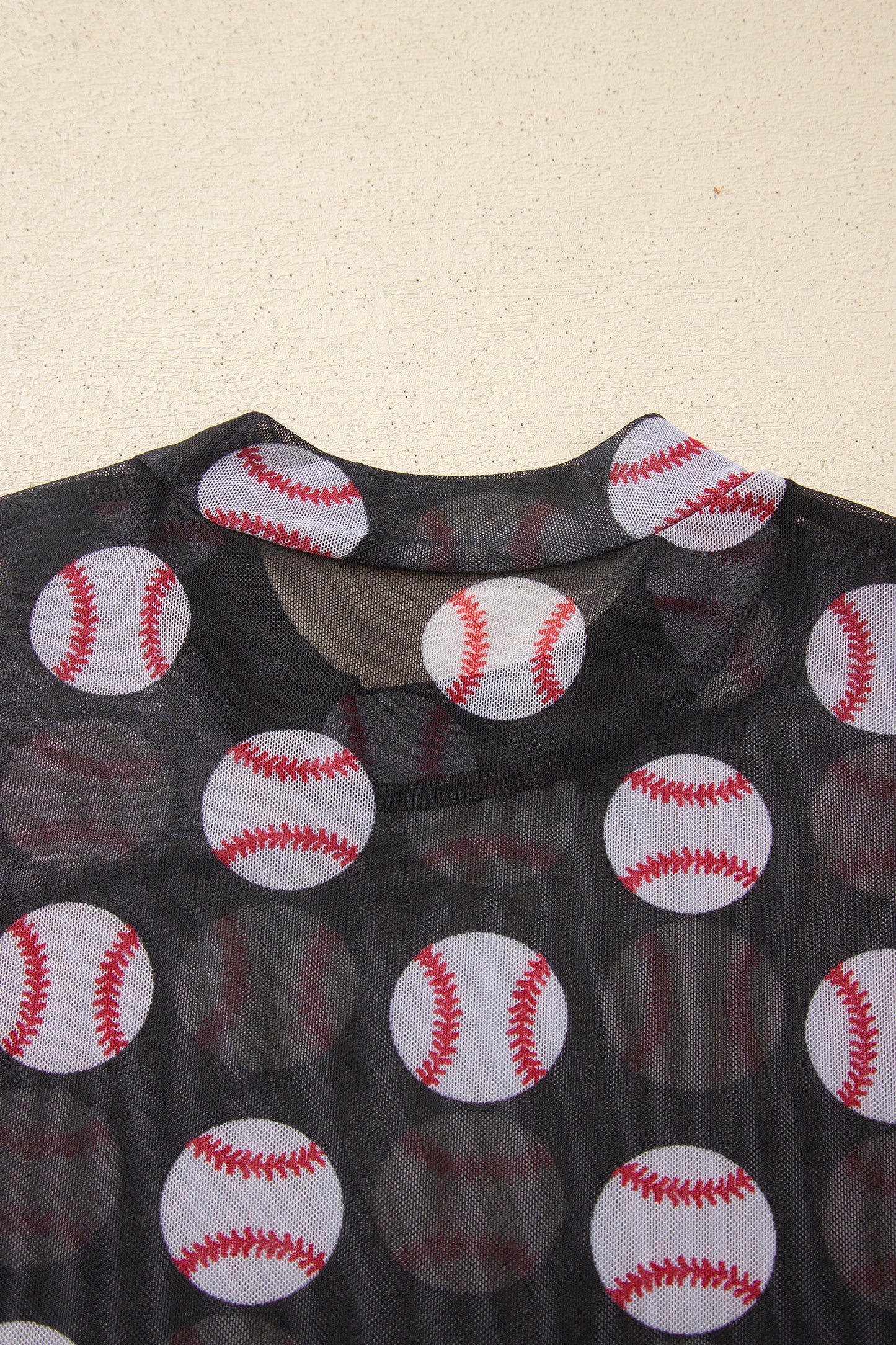 Black Baseball Game Day Sheer Mesh Long Sleeve Top-Tops/Long Sleeve Tops-[Adult]-[Female]-2022 Online Blue Zone Planet