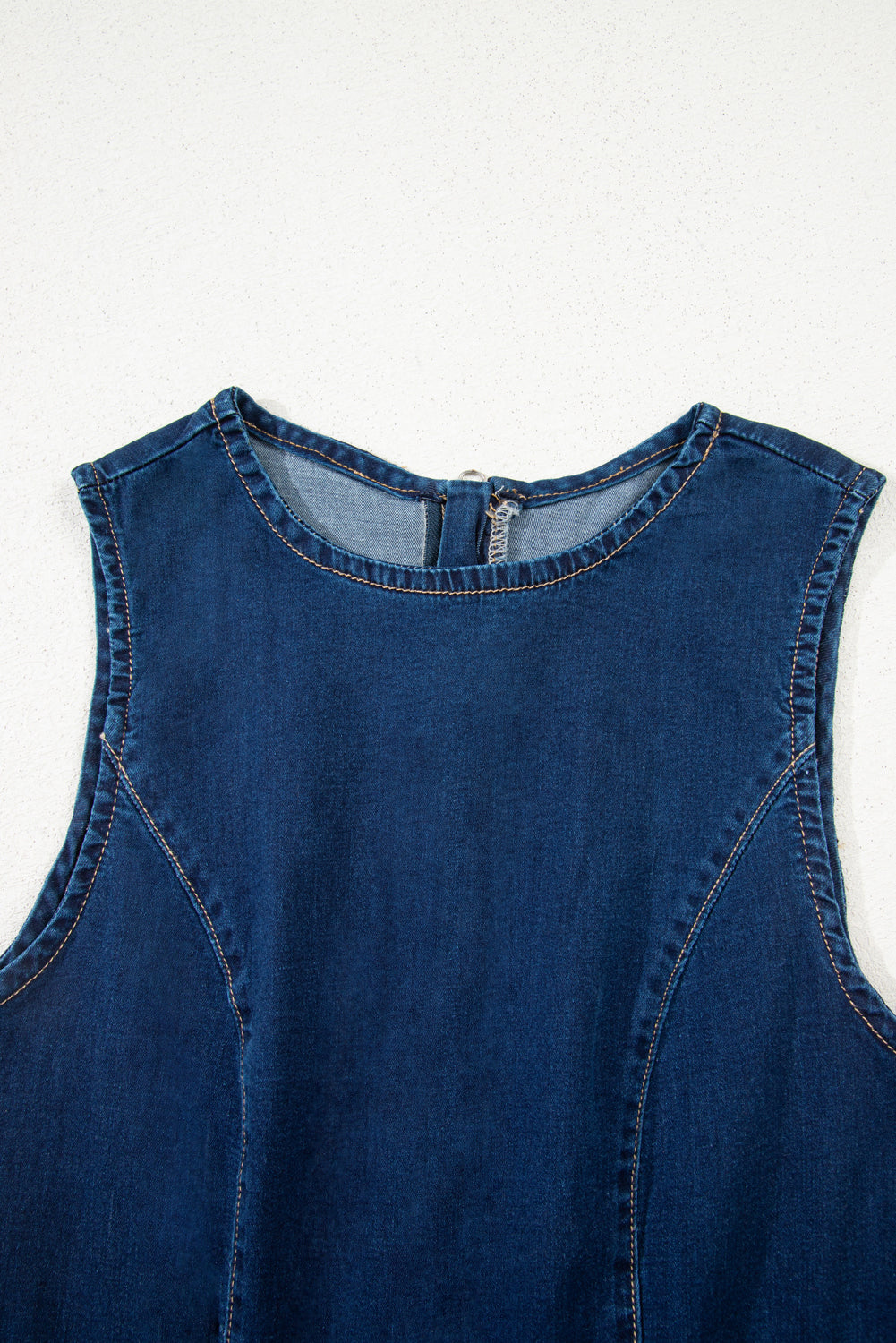 Dirty blue Sleeveless Zipped Bodycon Denim Short Dress-TOPS / DRESSES-[Adult]-[Female]-2022 Online Blue Zone Planet