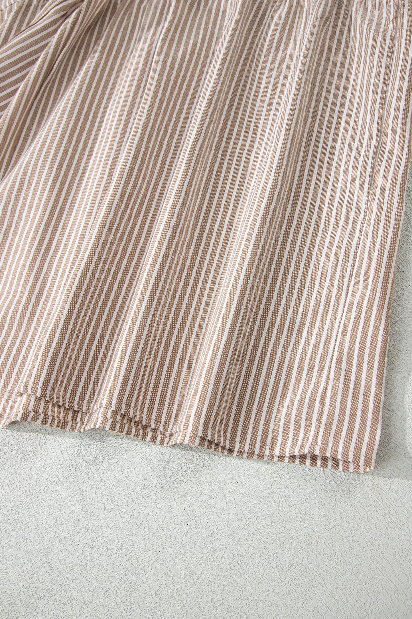 Khaki Stripe Flutter Sleeve Buttoned Front Slit Maxi Dress-TOPS / DRESSES-[Adult]-[Female]-2022 Online Blue Zone Planet