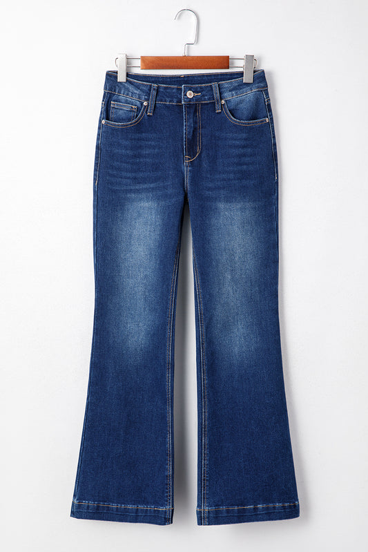 Sail Blue Western Stitch Patched Pocket Bootcut Jeans-Bottoms/Jeans-[Adult]-[Female]-Sail Blue-4-2022 Online Blue Zone Planet