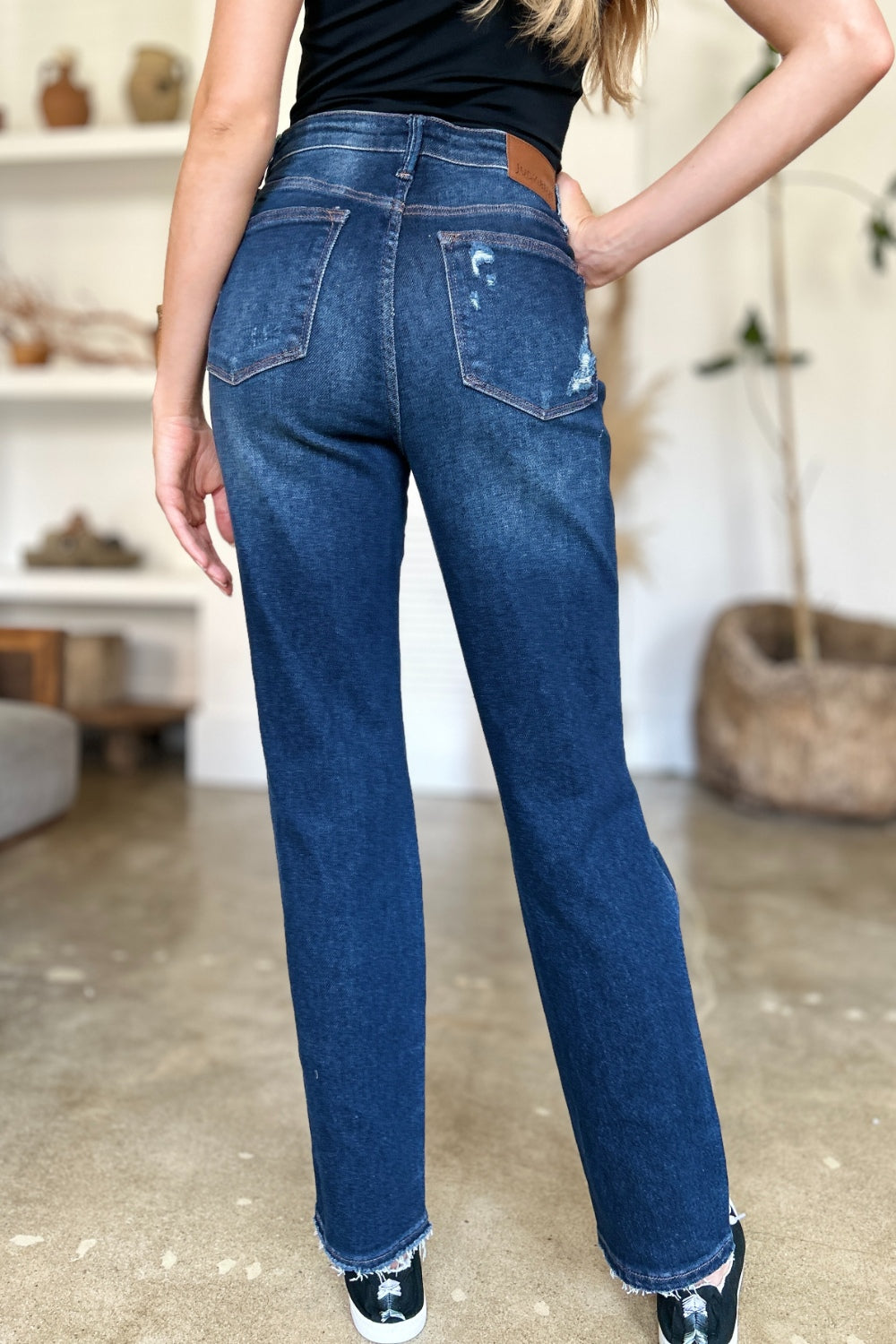 Blue Zone Planet | Judy Blue Full Size High Waist Rigid Magic Heavy Destroy Straight Jeans-TOPS / DRESSES-[Adult]-[Female]-2022 Online Blue Zone Planet