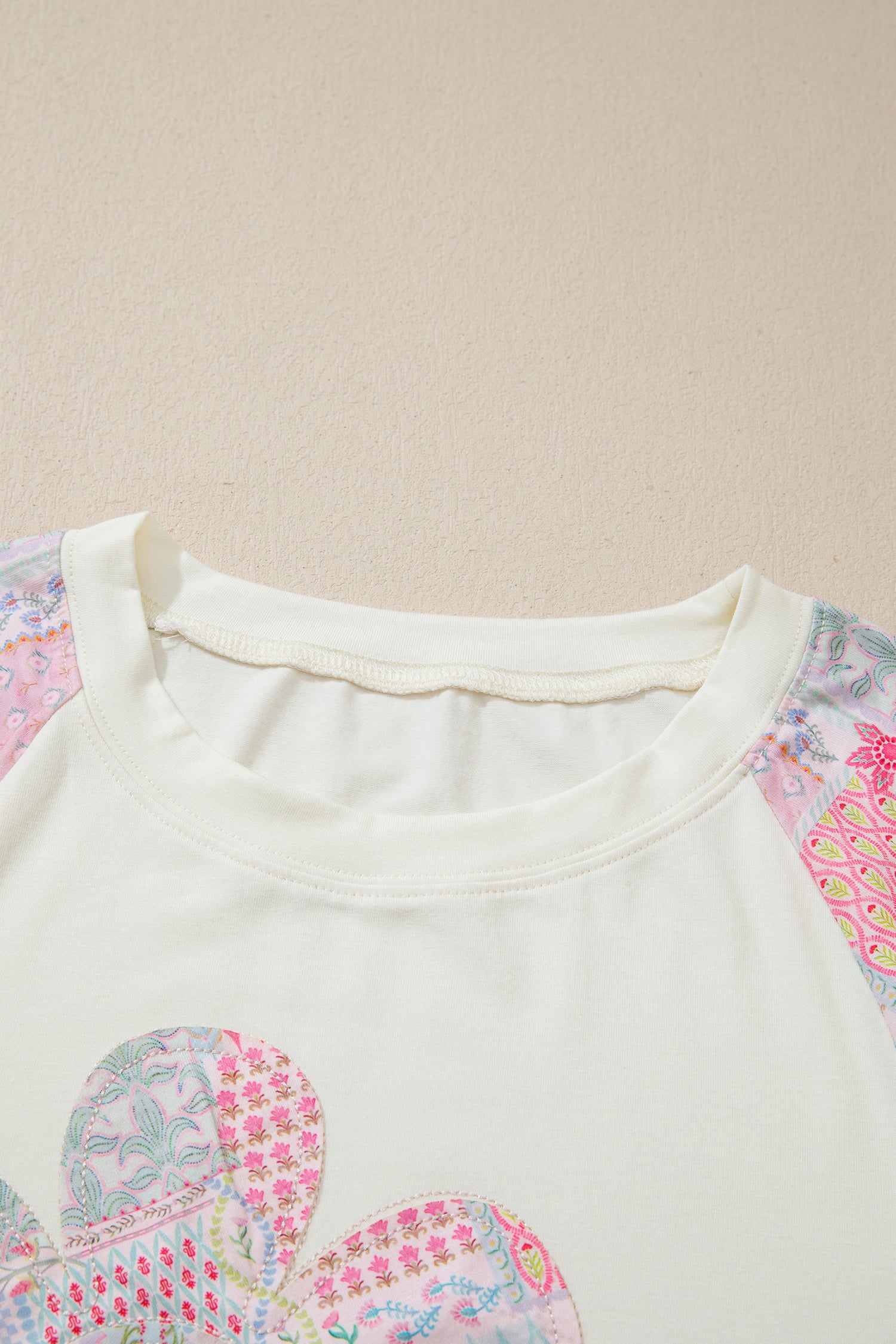 Beige Color Block Retro Floral Patchwork Long Sleeve Top-Tops/Long Sleeve Tops-[Adult]-[Female]-2022 Online Blue Zone Planet