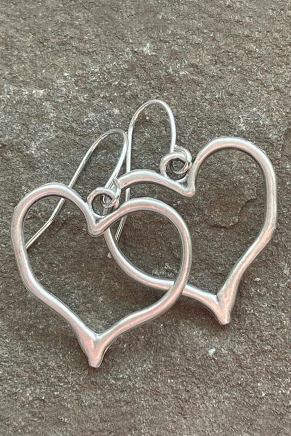 Silvery Heart Shape Hook Drop Earrings-Accessories/Jewelry-[Adult]-[Female]-2022 Online Blue Zone Planet