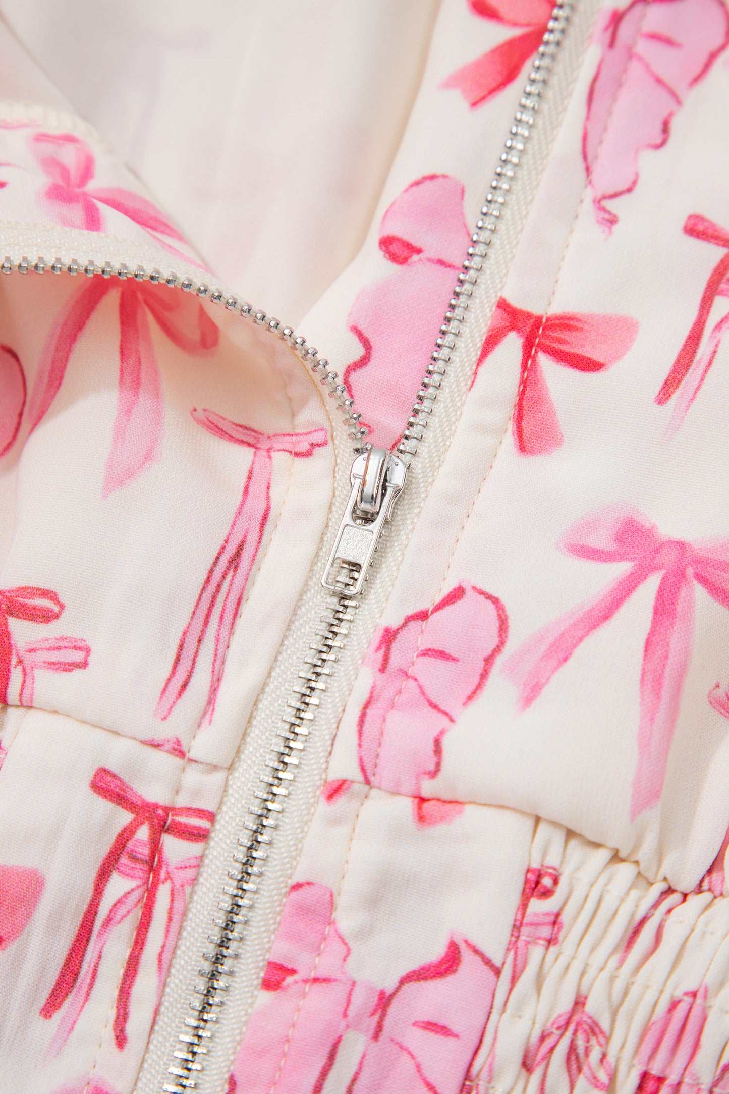 Pink Full Zip Cinched Waist Sleeveless Bow Mini Dress-TOPS / DRESSES-[Adult]-[Female]-2022 Online Blue Zone Planet