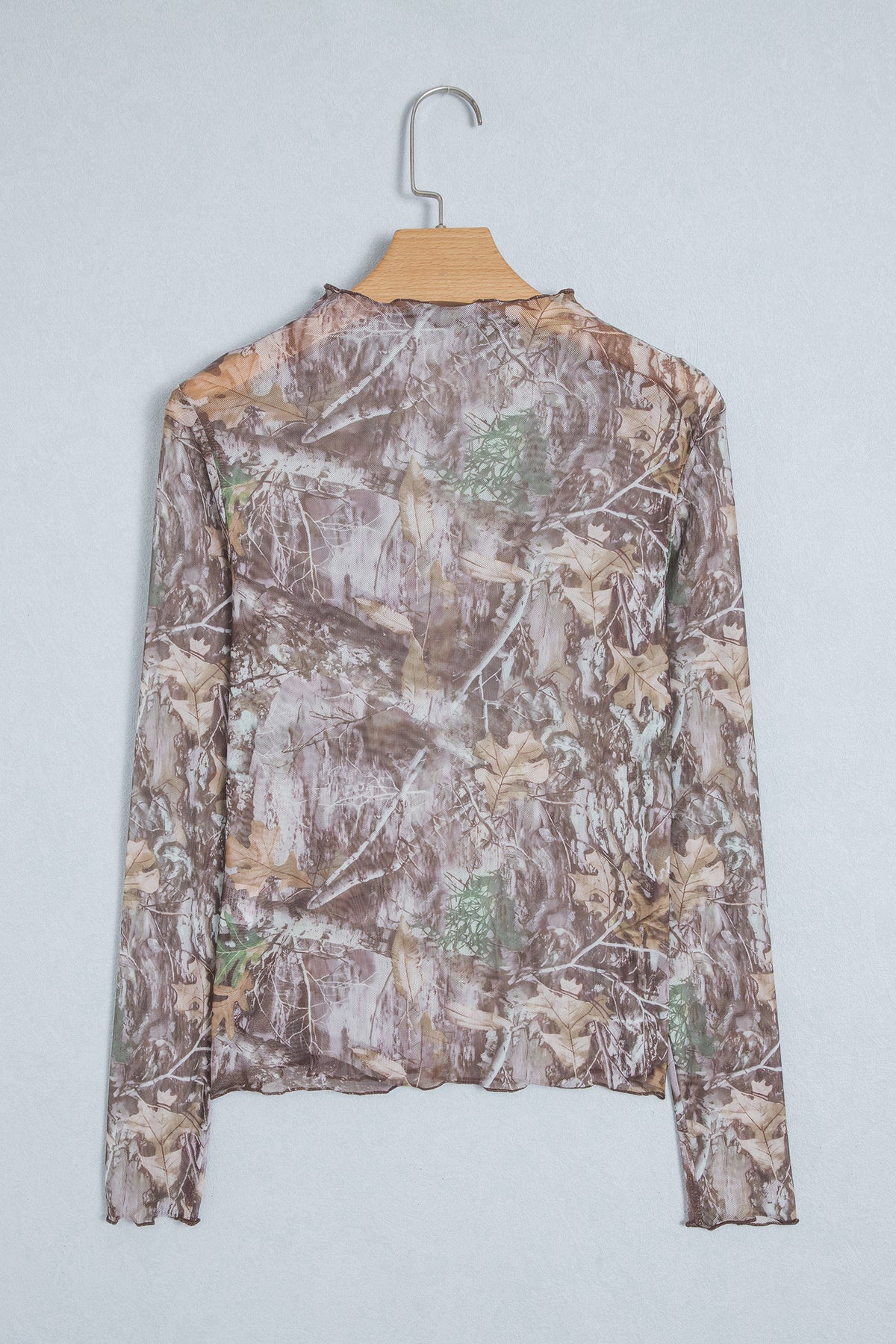 Smoke Gray Floral Print Slim Fit Mesh Long Sleeve Mock Neck Top-Tops/Long Sleeve Tops-[Adult]-[Female]-2022 Online Blue Zone Planet