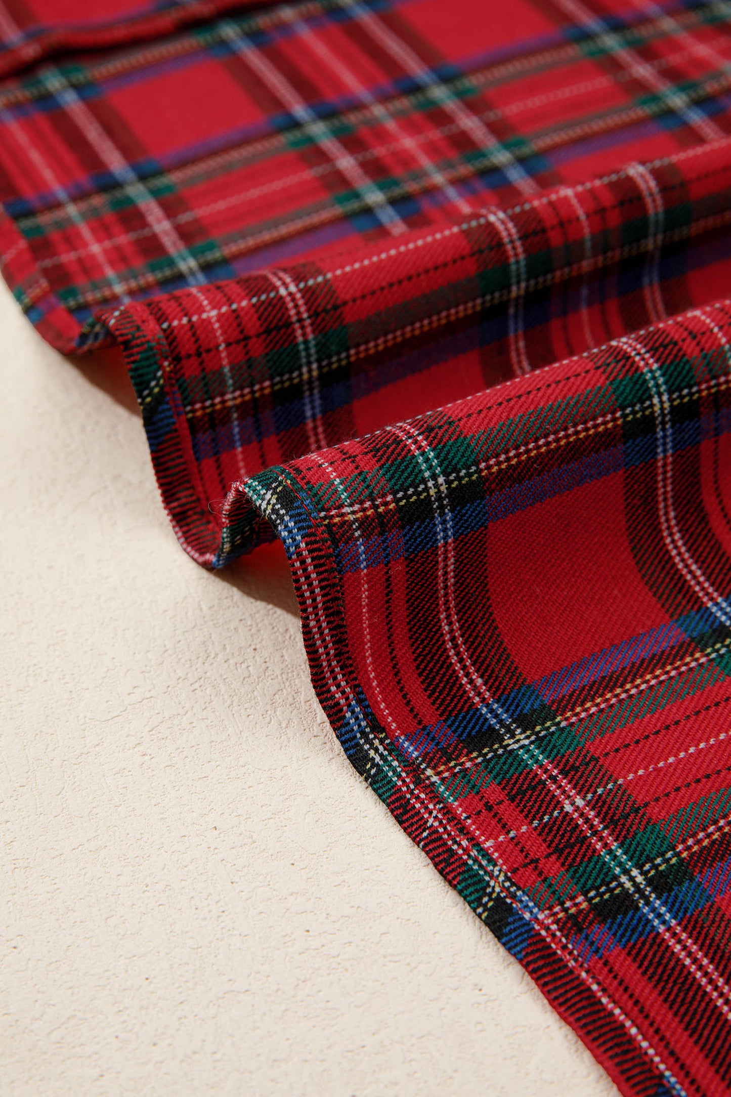 Red Tartan Plaid Square Neck Puff Sleeve Knot Waist Flared Midi Dress-TOPS / DRESSES-[Adult]-[Female]-2022 Online Blue Zone Planet