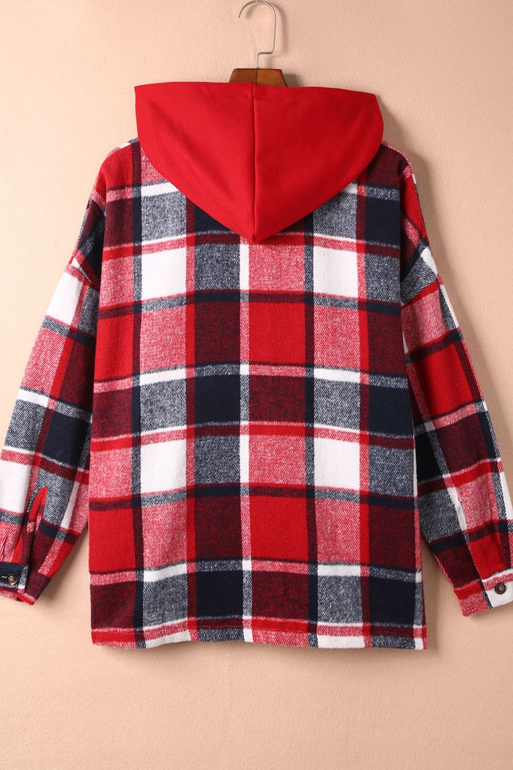 Blue Zone Planet | Plaid Button Up Hooded Shacket-TOPS / DRESSES-[Adult]-[Female]-2022 Online Blue Zone Planet