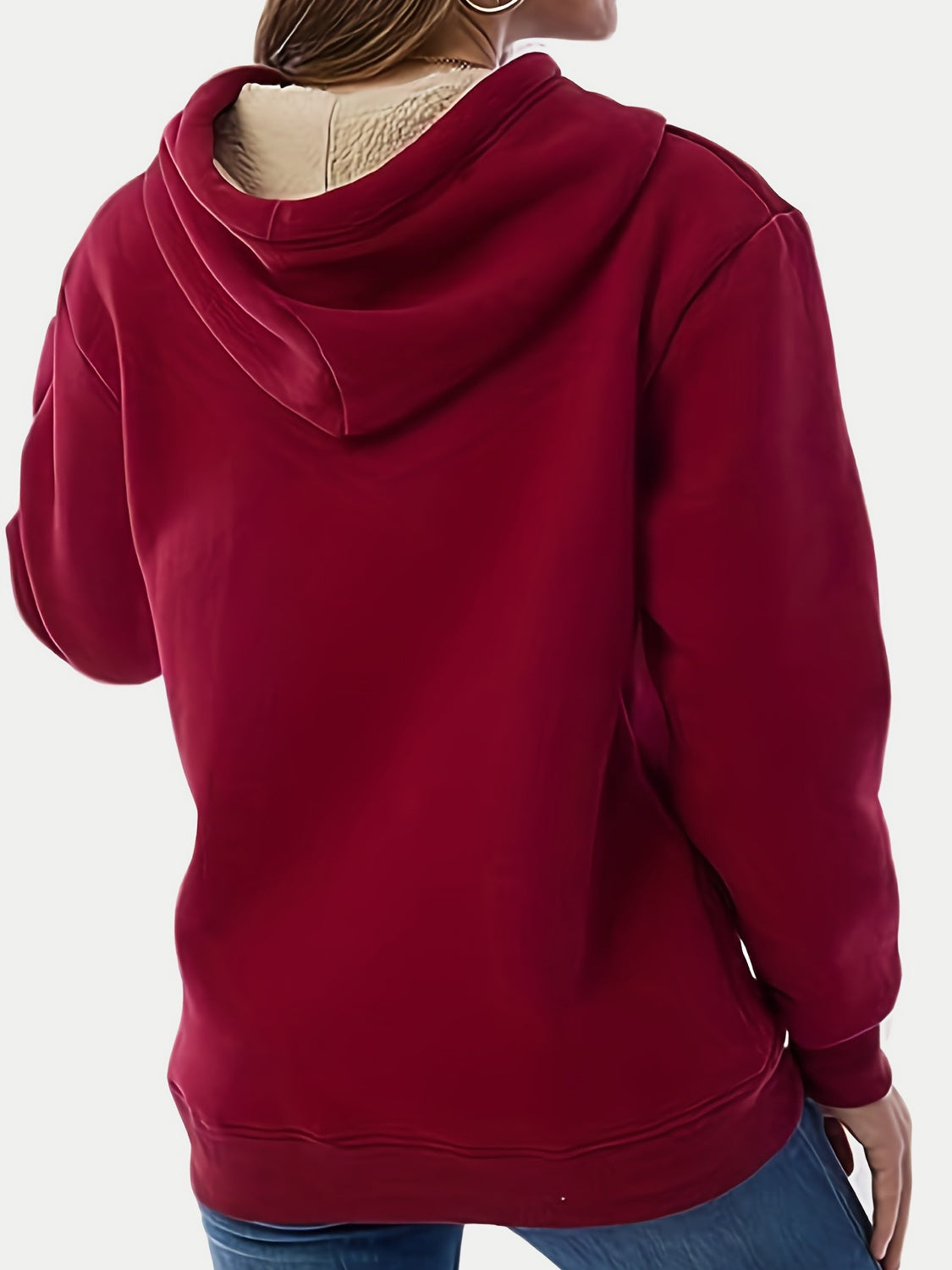 Drawstring Long Sleeve Hoodie with Kangaroo Pocket-TOPS / DRESSES-[Adult]-[Female]-2022 Online Blue Zone Planet