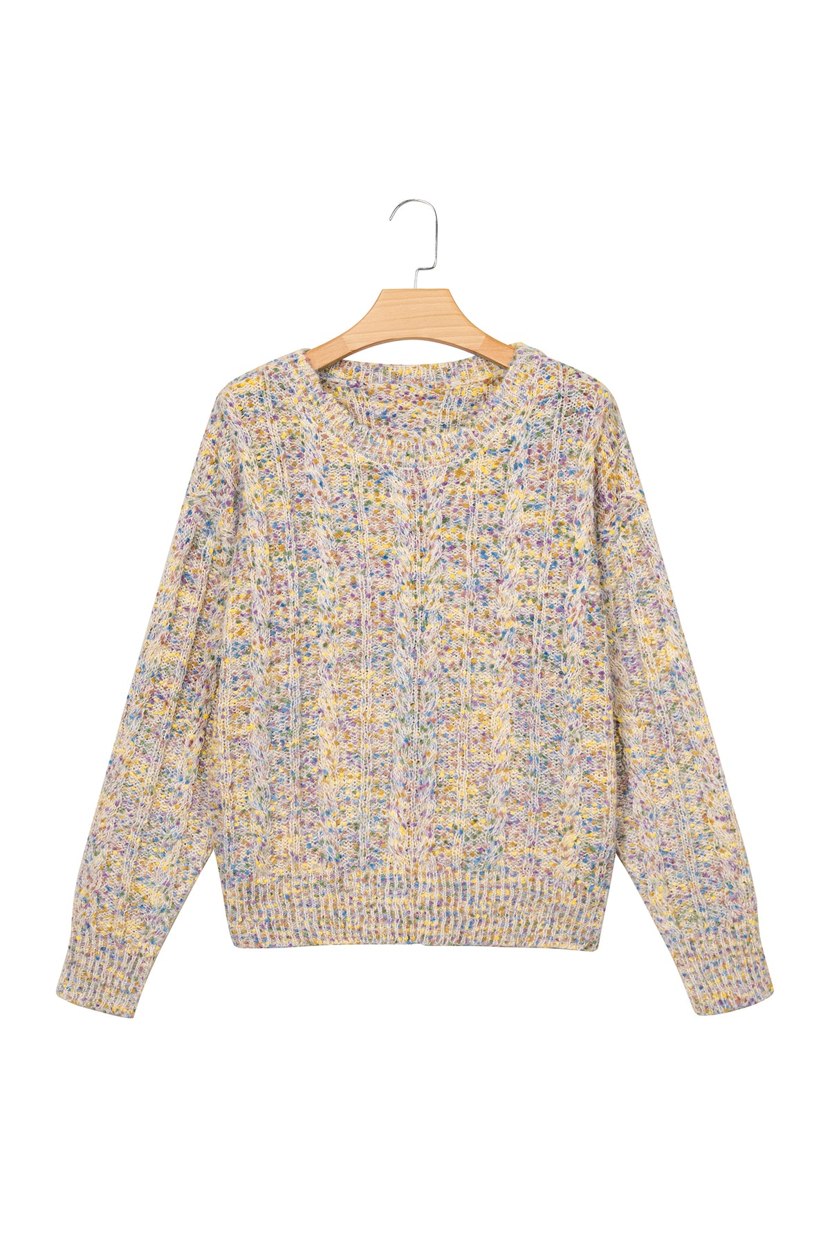 Multicolour Cozy Cable Knit Round Neck Long Sleeve Confetti Sweater-TOPS / DRESSES-[Adult]-[Female]-2022 Online Blue Zone Planet