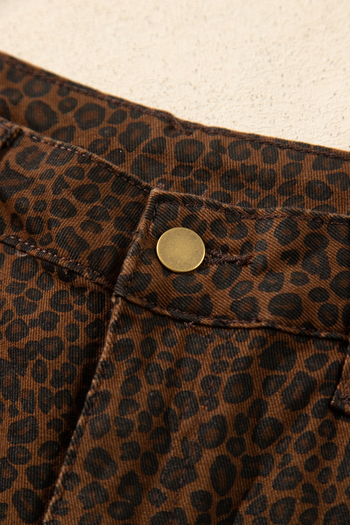 Brown Casual Leopard Print Full-Length Regular Fit Jeans-TOPS / DRESSES-[Adult]-[Female]-2022 Online Blue Zone Planet