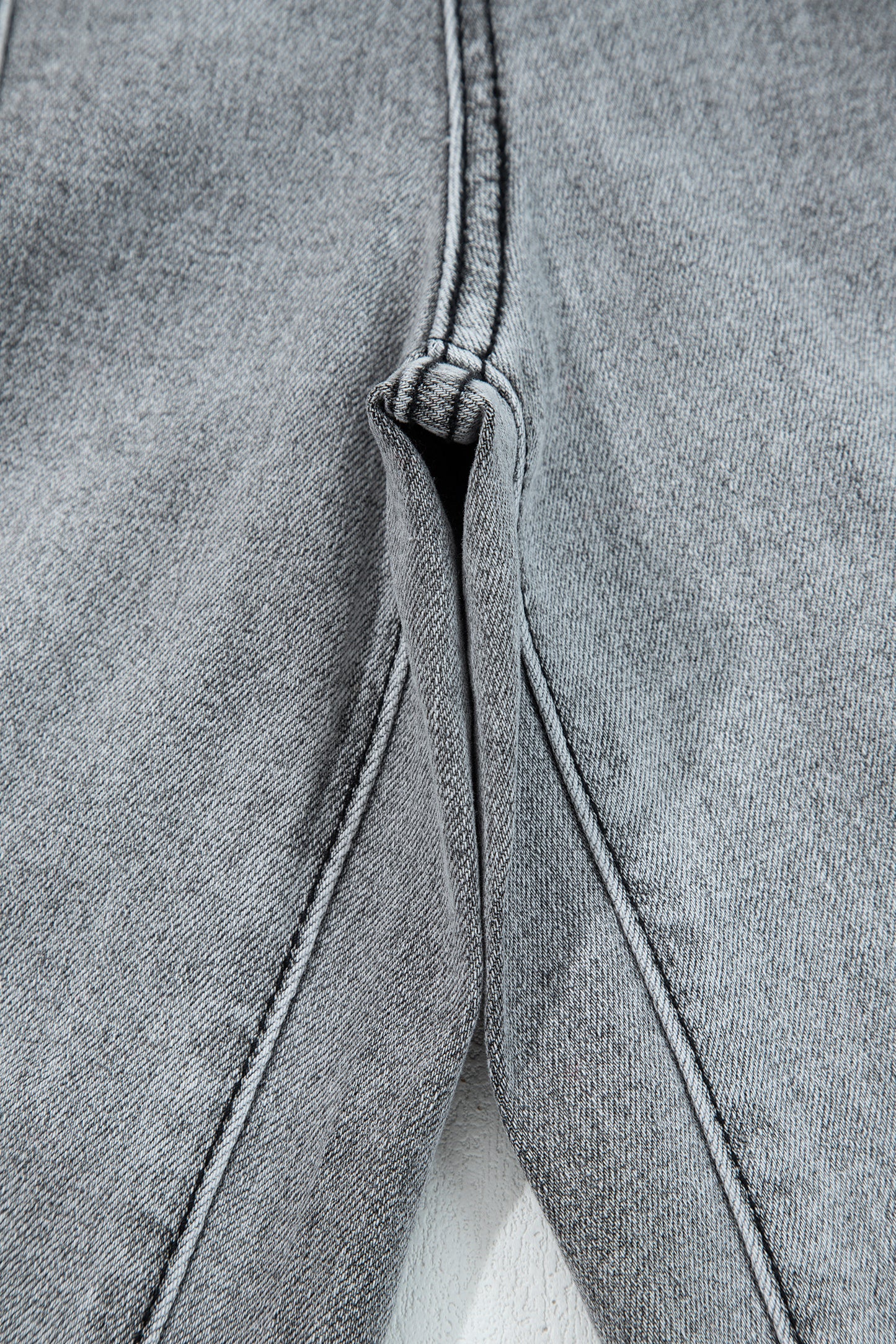 Gray Drawstring Seam Detail Raw Hem Wide Leg Denim Pants-Bottoms/Jeans-[Adult]-[Female]-2022 Online Blue Zone Planet