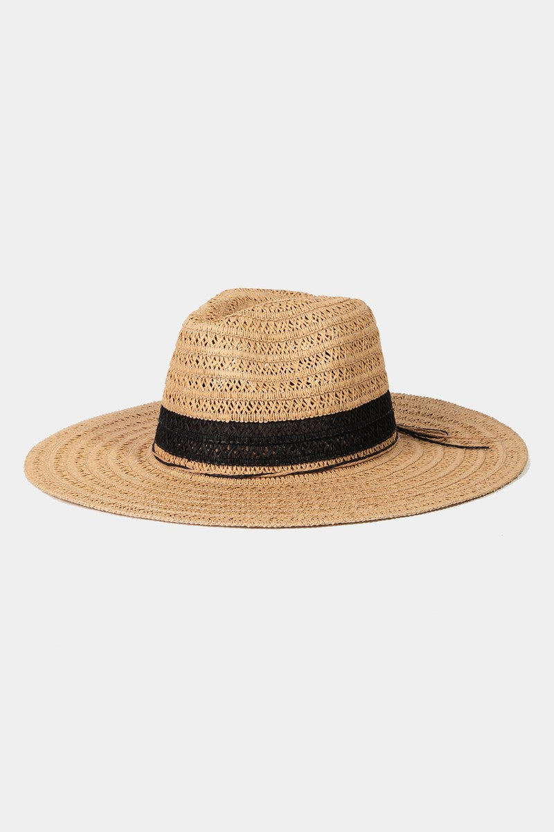 Fame Contrast Straw Braided Sun Hat-HATS-[Adult]-[Female]-TA-One Size-2022 Online Blue Zone Planet