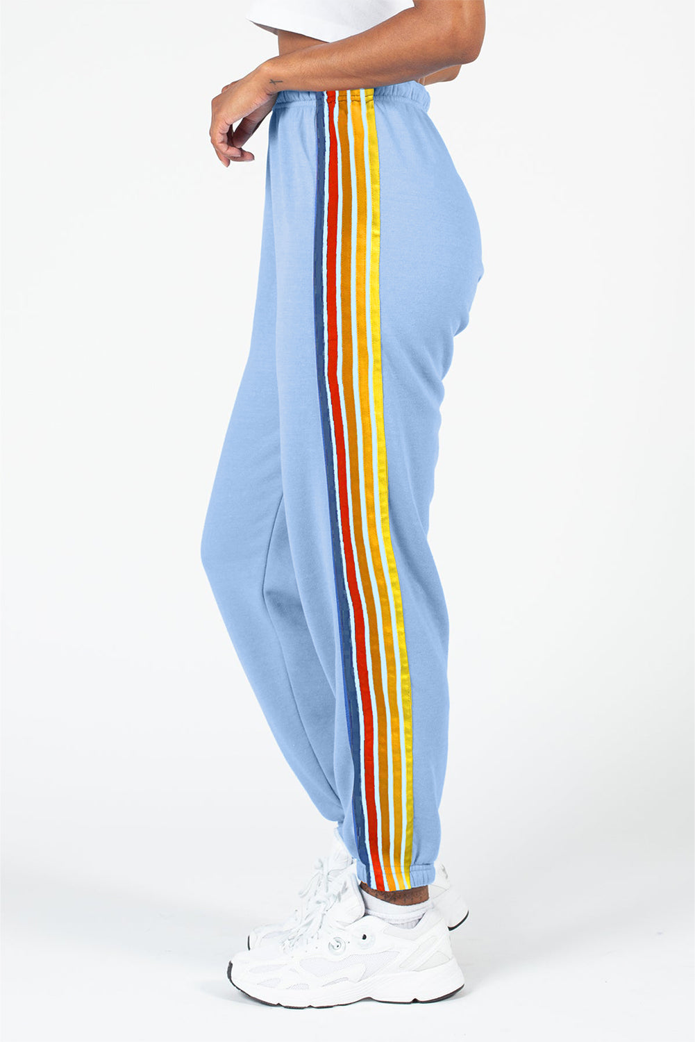 Light Blue Counting Rainbows High Waist Sweatpants-Bottoms/Pants & Culotte-[Adult]-[Female]-2022 Online Blue Zone Planet