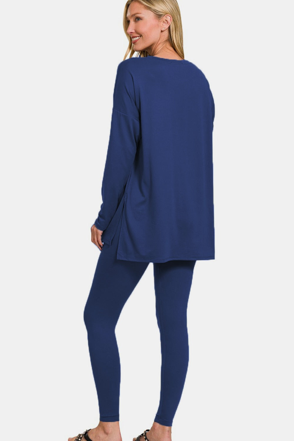 Blue Zone Planet | Zenana Full Size Brushed Microfiber Top and Leggings Lounge Set-TOPS / DRESSES-[Adult]-[Female]-2022 Online Blue Zone Planet