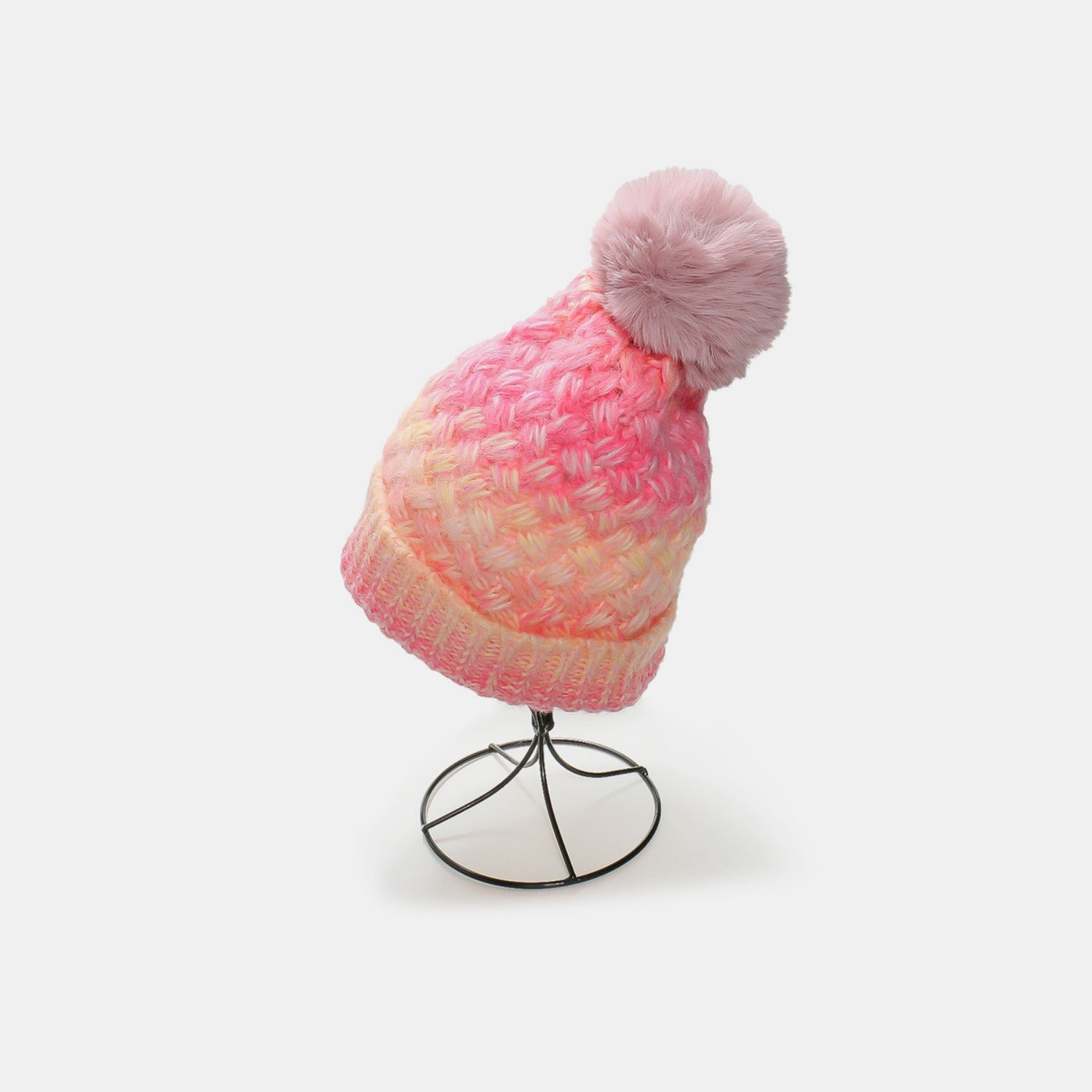 Gradient Knit Hat with Pompom-TOPS / DRESSES-[Adult]-[Female]-Pink-One Size-2022 Online Blue Zone Planet