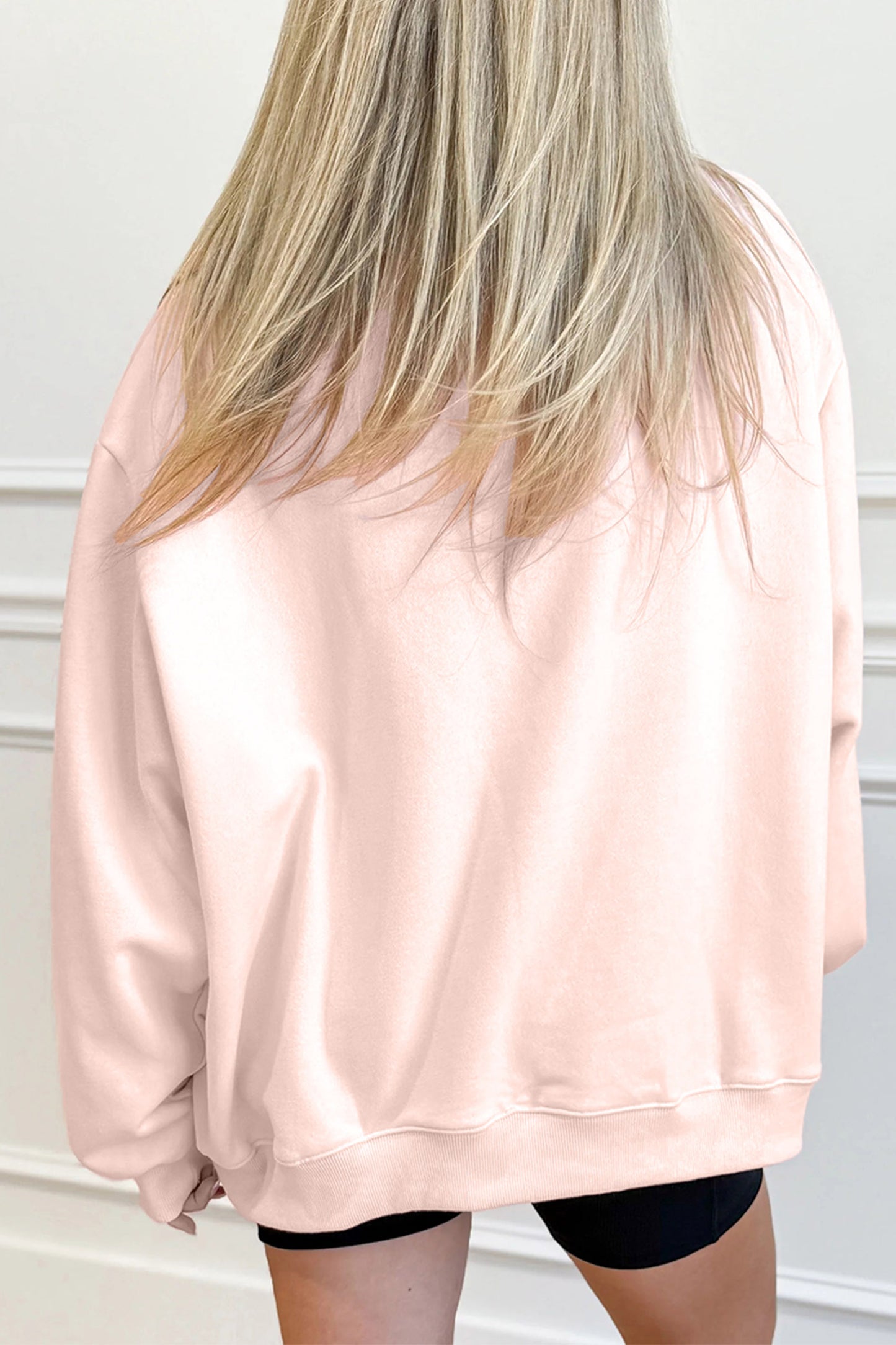Apricot Pink Camo Print Letter Graphic Mock Neck Sweatshirt