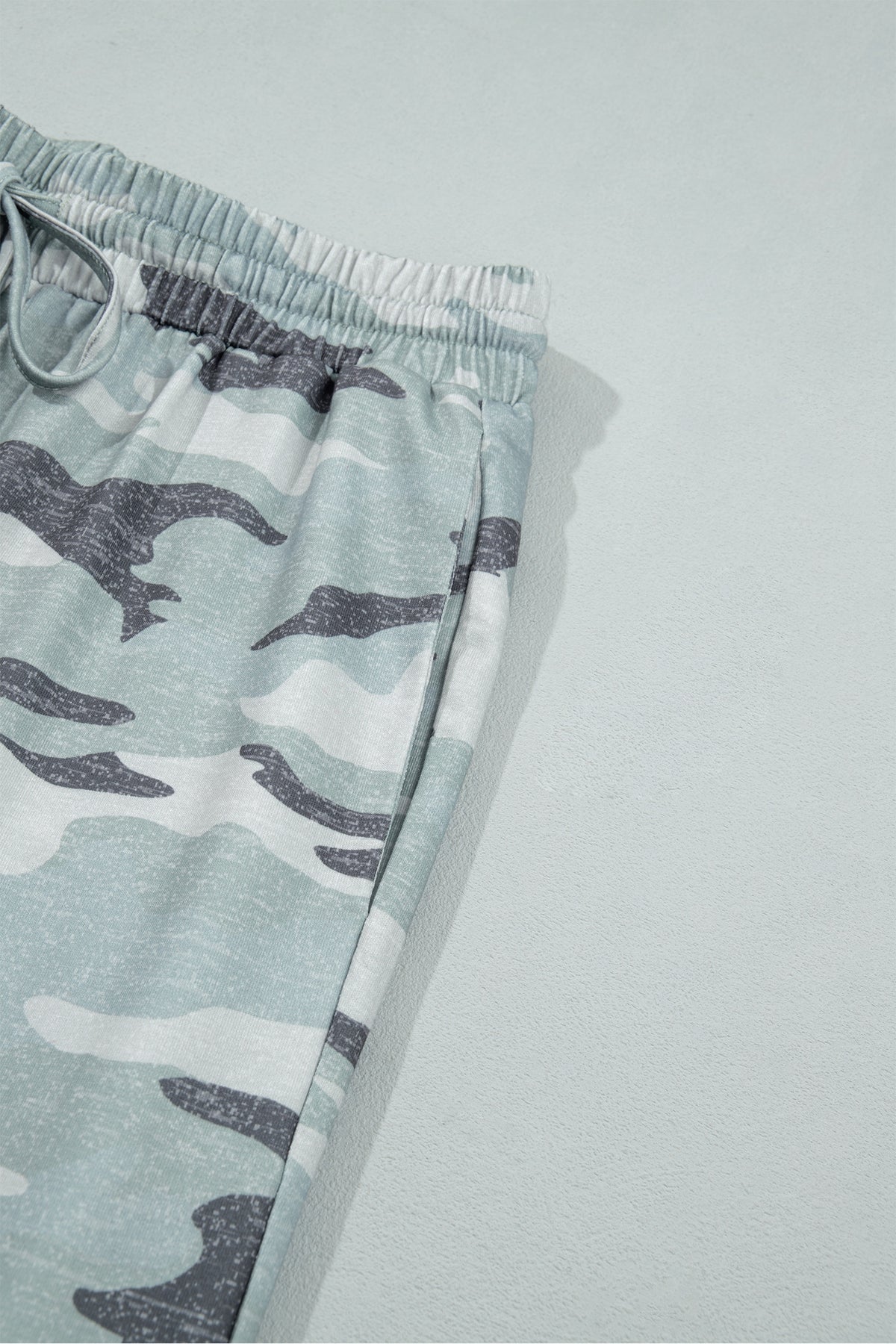 Green Camo Wide Leg Tie Elastic Waist Casual Pants-Bottoms/Pants & Culotte-[Adult]-[Female]-2022 Online Blue Zone Planet