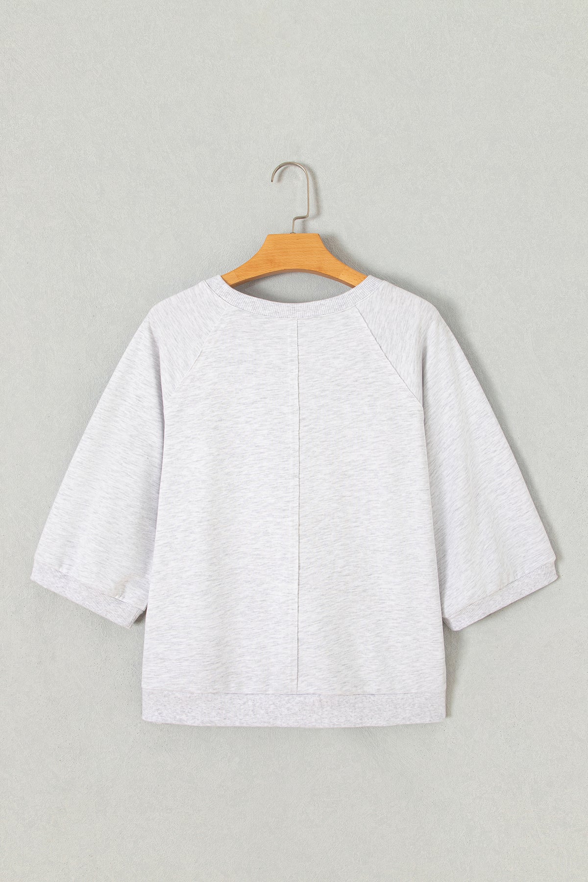 Light Grey GOD IS GOOD Patchwork Applique Relaxed 3/4 Sleeve Tunic Top-Tops/Tops & Tees-[Adult]-[Female]-2022 Online Blue Zone Planet