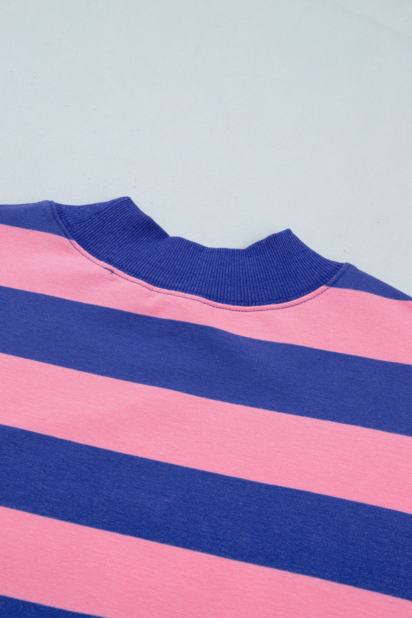 Rose Stripe Colorblock Mock Neck Relaxed Sweatshirt-Tops/Sweatshirts & Hoodies-[Adult]-[Female]-2022 Online Blue Zone Planet