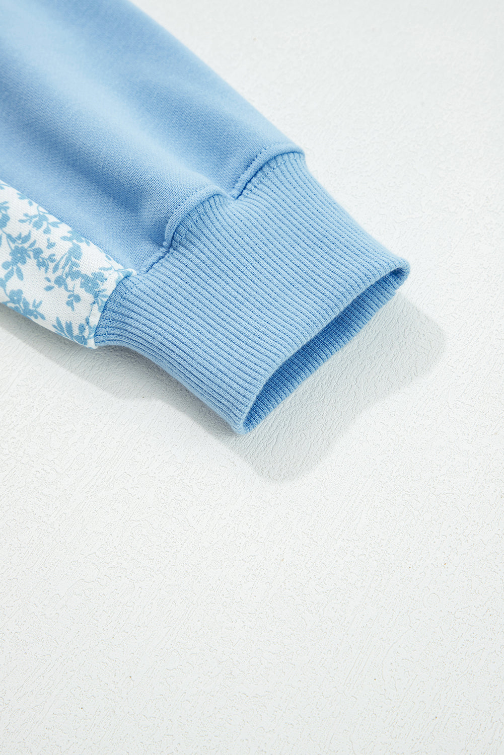 Beau Blue Floral Patchwork Drop Shoulder Pullover and Sweatpants Lounge Set-Loungewear & Sleepwear/Loungewear-[Adult]-[Female]-2022 Online Blue Zone Planet