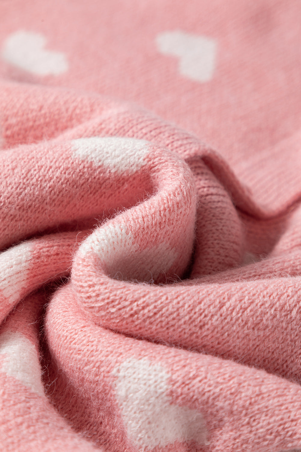 Light Pink Heart Pattern Button Front Cardigan Sweater-Cardigans-[Adult]-[Female]-2022 Online Blue Zone Planet