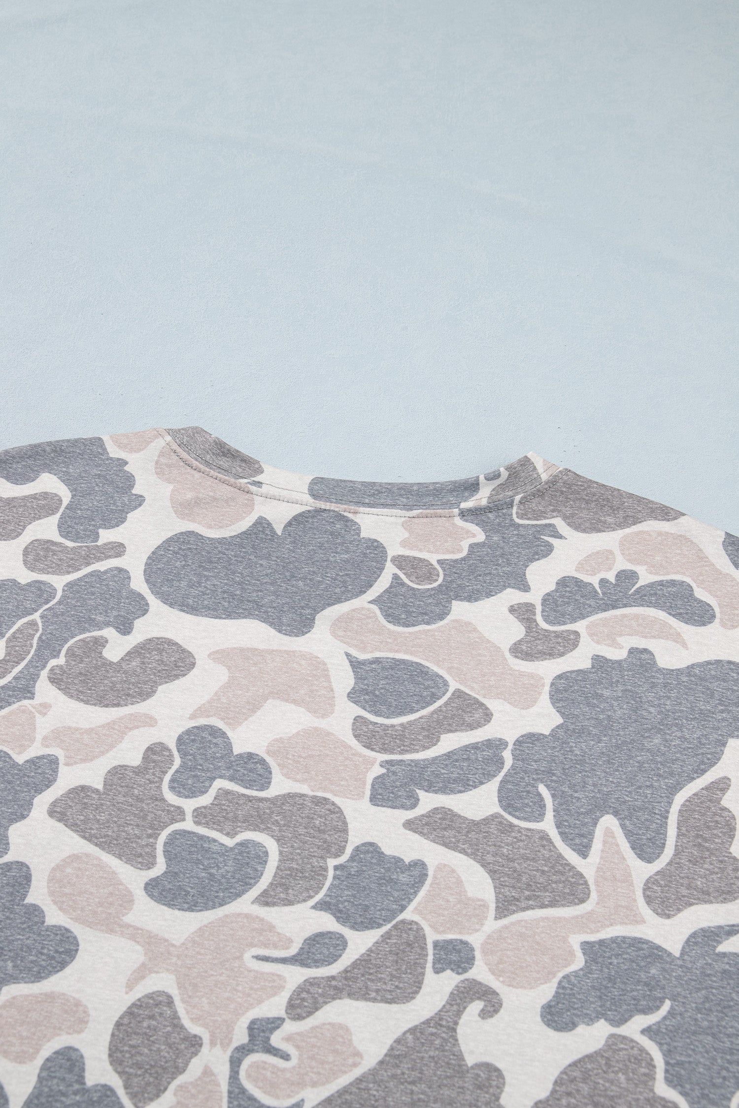 Multicolour Camouflage Print Short Sleeve Drop Shoulder Side Slit Casual Dress-TOPS / DRESSES-[Adult]-[Female]-2022 Online Blue Zone Planet