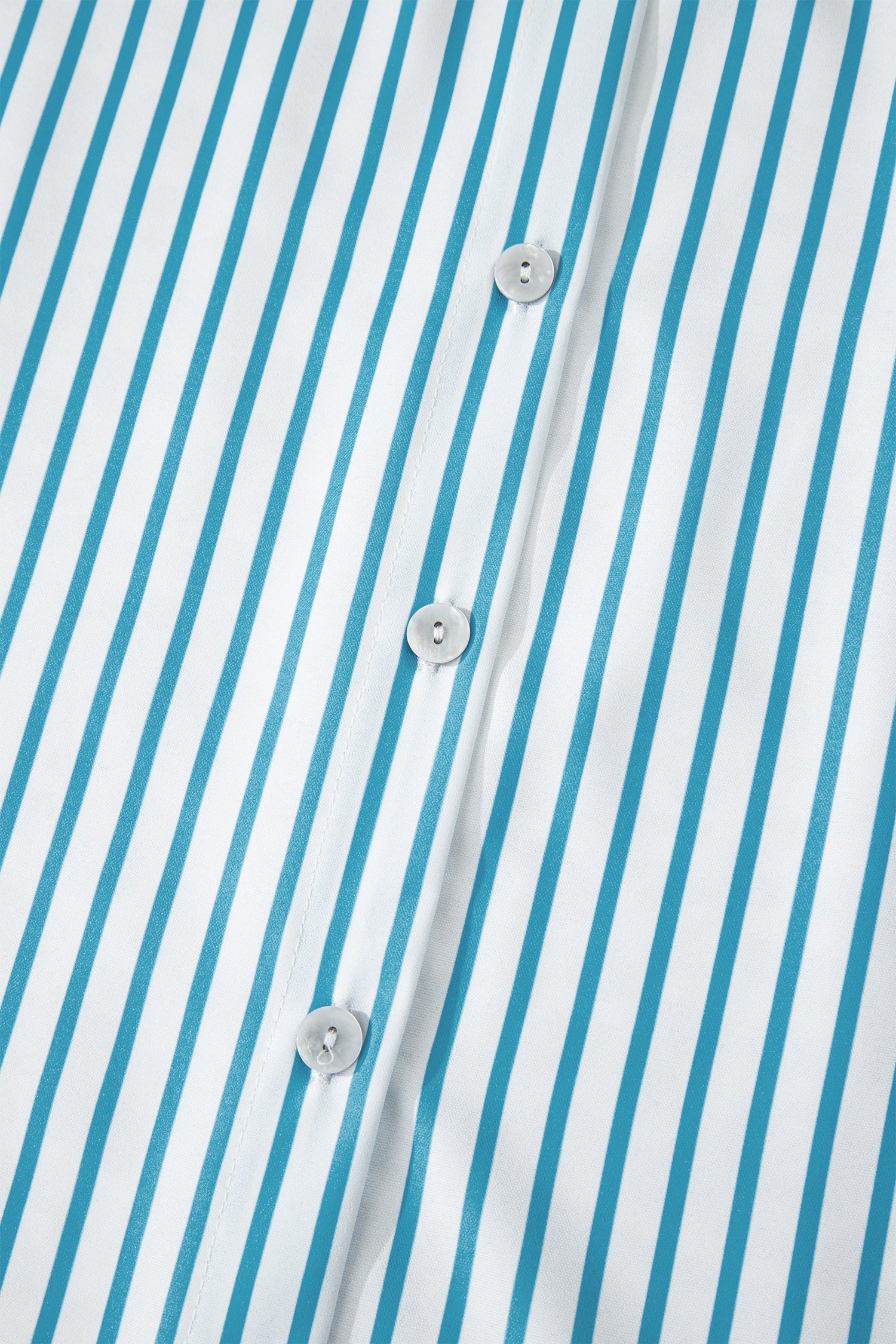 Sky Blue Stripe Contrast Leopard Patchwork Long Shirt Dress with Slits-TOPS / DRESSES-[Adult]-[Female]-2022 Online Blue Zone Planet