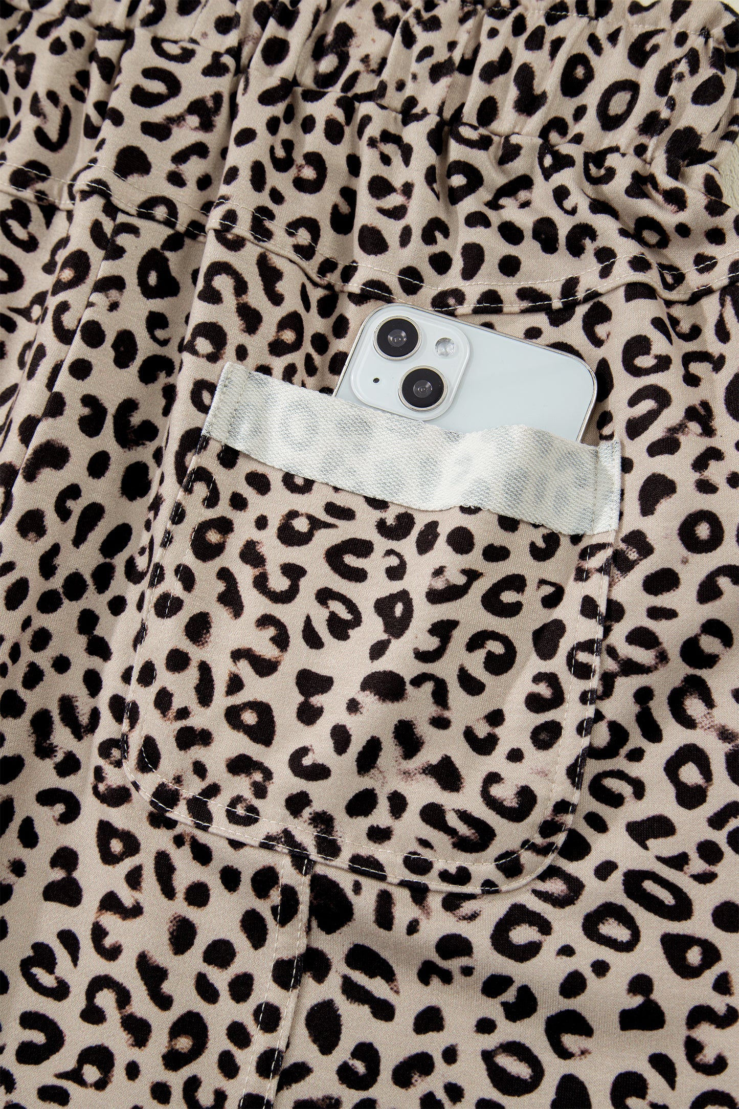 Khaki Animal Print Wide Leg Terry Knit Pants-Bottoms/Pants & Culotte-[Adult]-[Female]-2022 Online Blue Zone Planet