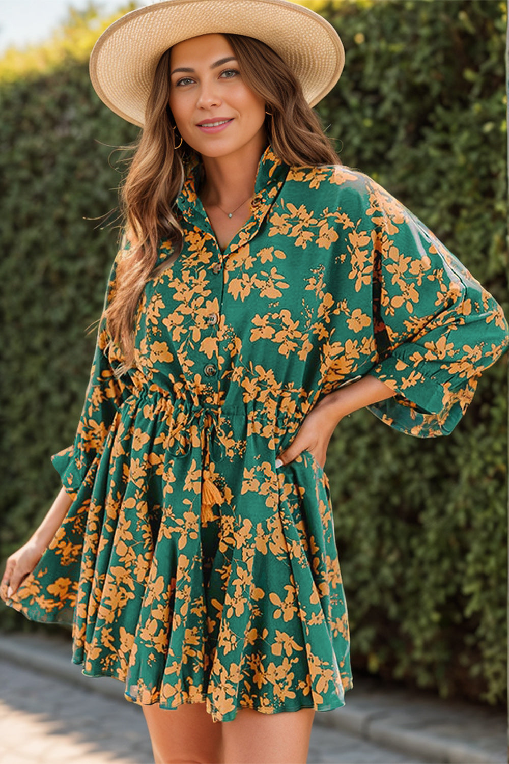 blue planet dresses | Printed Three-Quarter Sleeve Mini Dress SIIYS:helen-dress Kylie Birthday Dress Kylie Size:EU 34/US 4.5