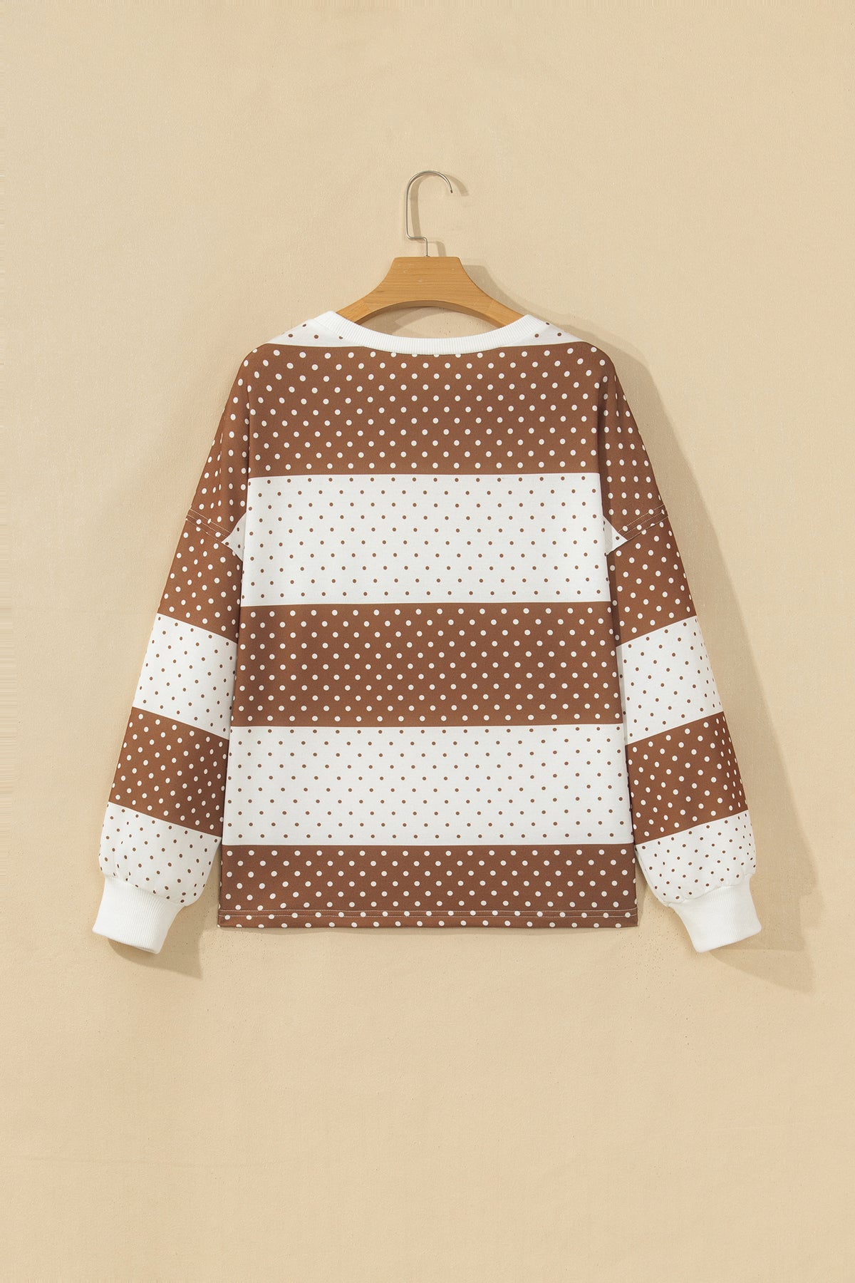 Blue Polka Dot Patchwork Colorblock Long Sleeve Top-Tops/Long Sleeve Tops-[Adult]-[Female]-2022 Online Blue Zone Planet