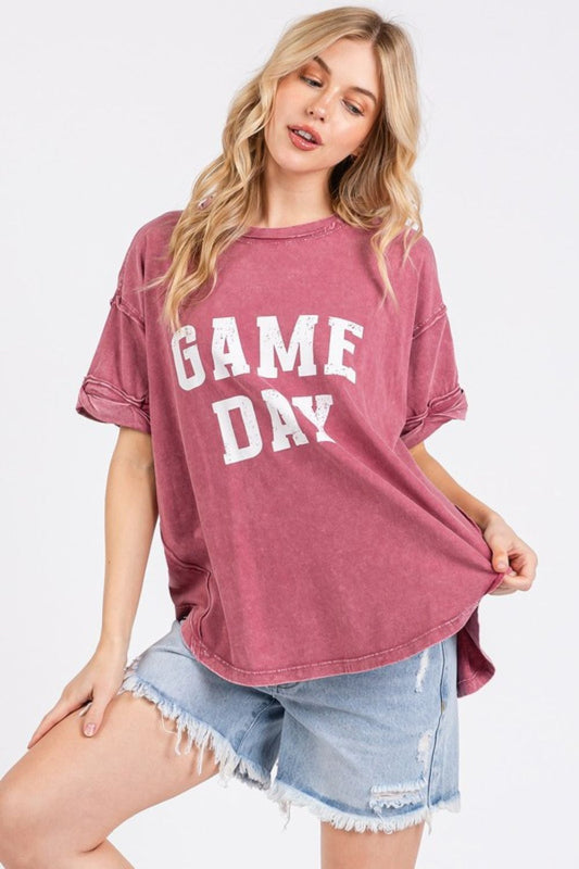 Mittoshop GAME DAY Round Neck Short Sleeve T-Shirt-TOPS / DRESSES-[Adult]-[Female]-2022 Online Blue Zone Planet