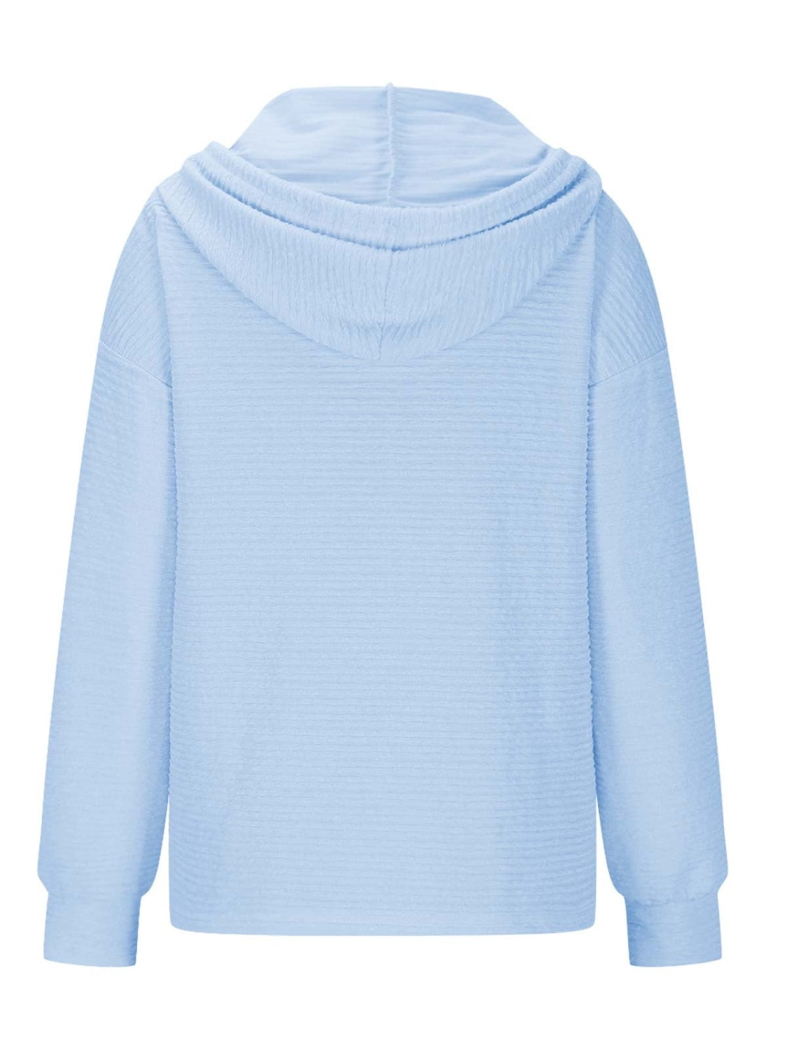 Drawstring Quarter Button Long Sleeve Hoodie-TOPS / DRESSES-[Adult]-[Female]-2022 Online Blue Zone Planet