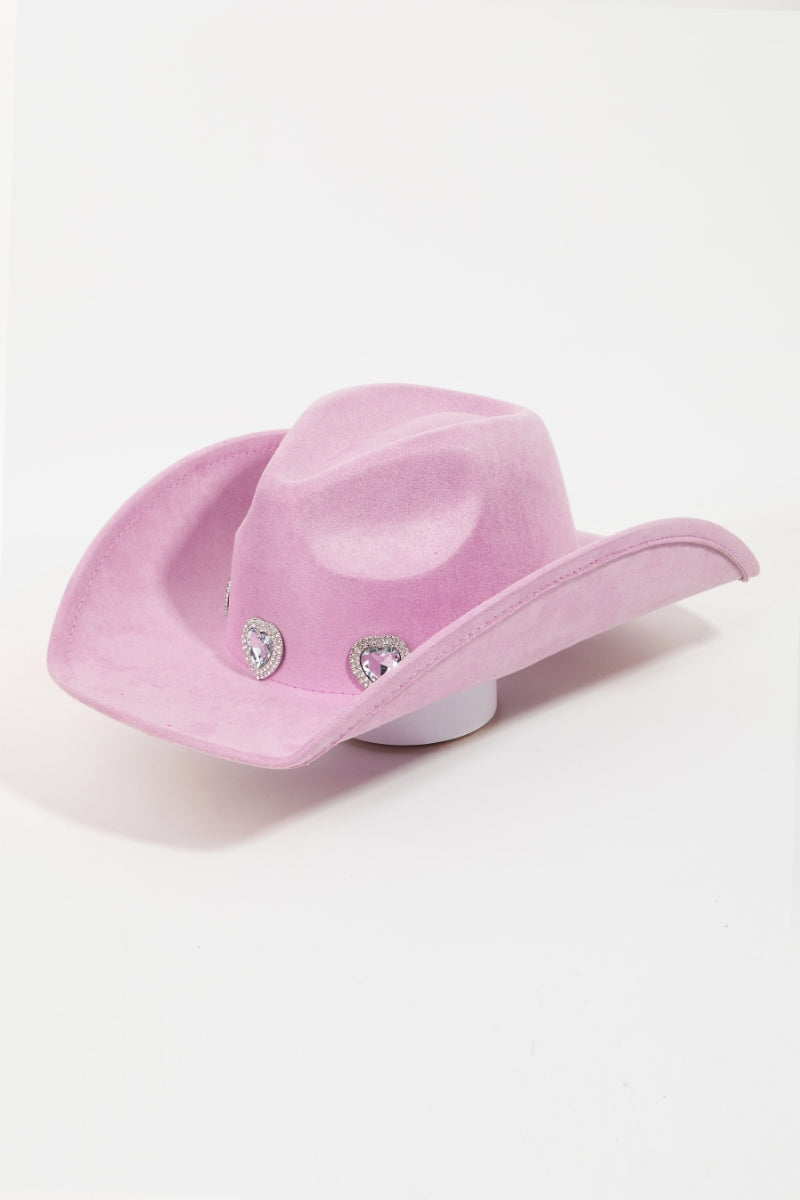 Fame Rhinestone Pave Heart Cowboy Hat-HATS-[Adult]-[Female]-Pu-One Size-2022 Online Blue Zone Planet