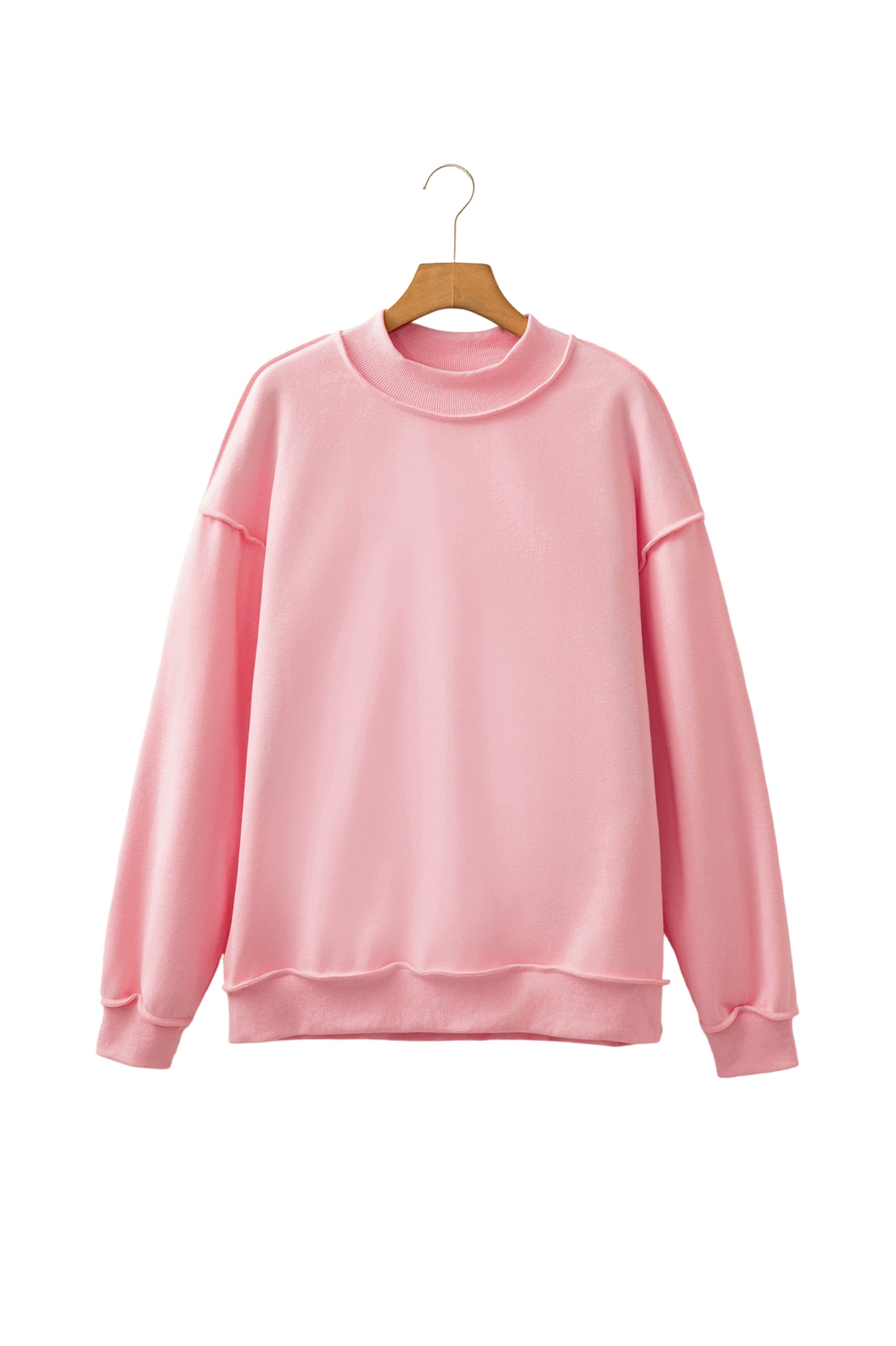 Red Dahlia Oversize Drop Shoulder Reversible Mock Neck Sweatshirt-Tops/Sweatshirts & Hoodies-[Adult]-[Female]-2022 Online Blue Zone Planet