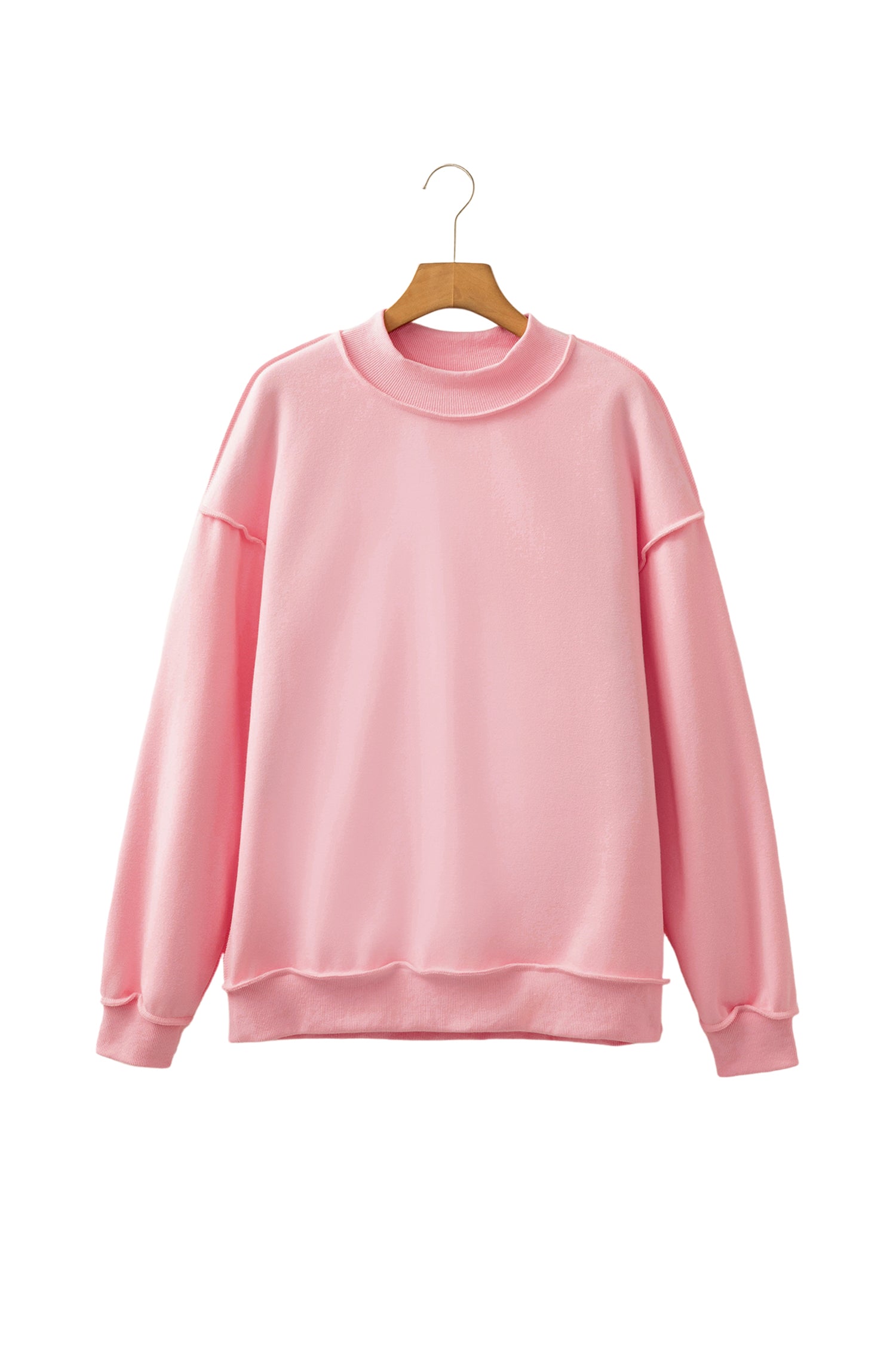 Red Dahlia Oversize Drop Shoulder Reversible Mock Neck Sweatshirt-Tops/Sweatshirts & Hoodies-[Adult]-[Female]-2022 Online Blue Zone Planet