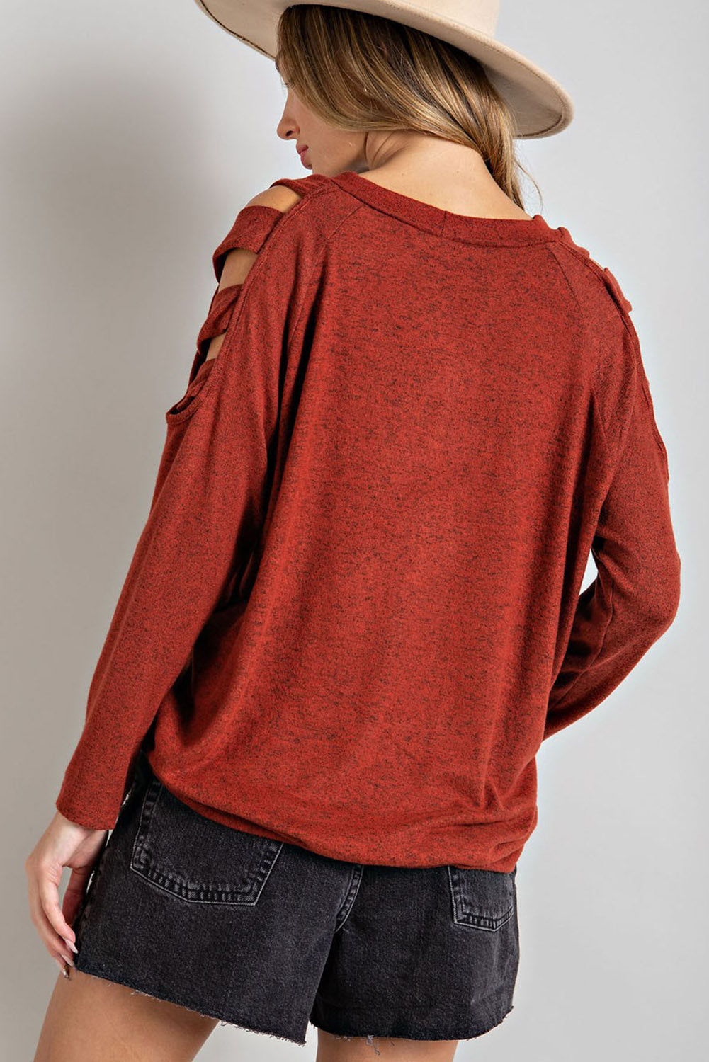 Cutout Round Neck Long Sleeve Top-TOPS / DRESSES-[Adult]-[Female]-2022 Online Blue Zone Planet