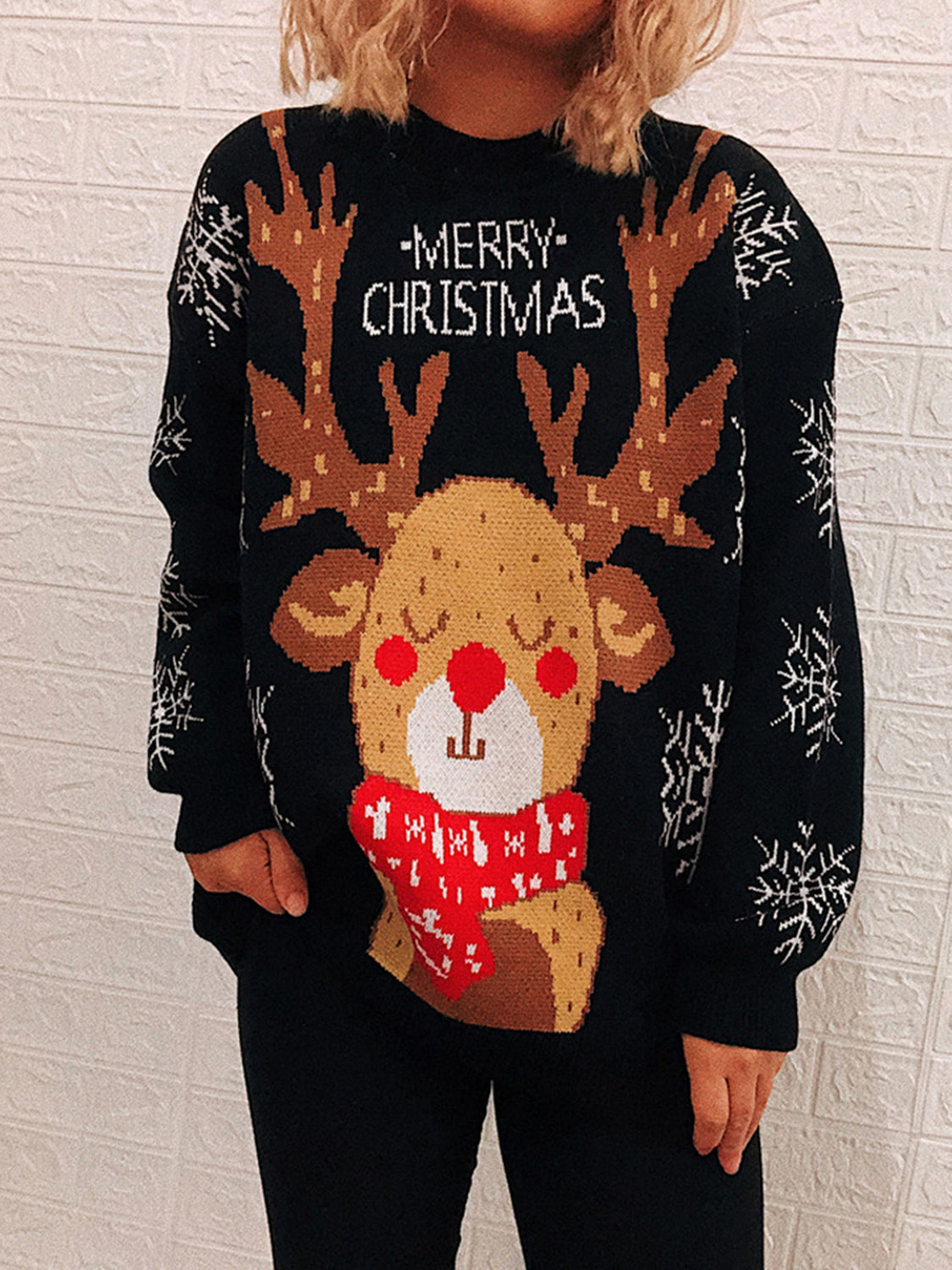 Christmas Element Long Sleeve Sweater-TOPS / DRESSES-[Adult]-[Female]-2022 Online Blue Zone Planet