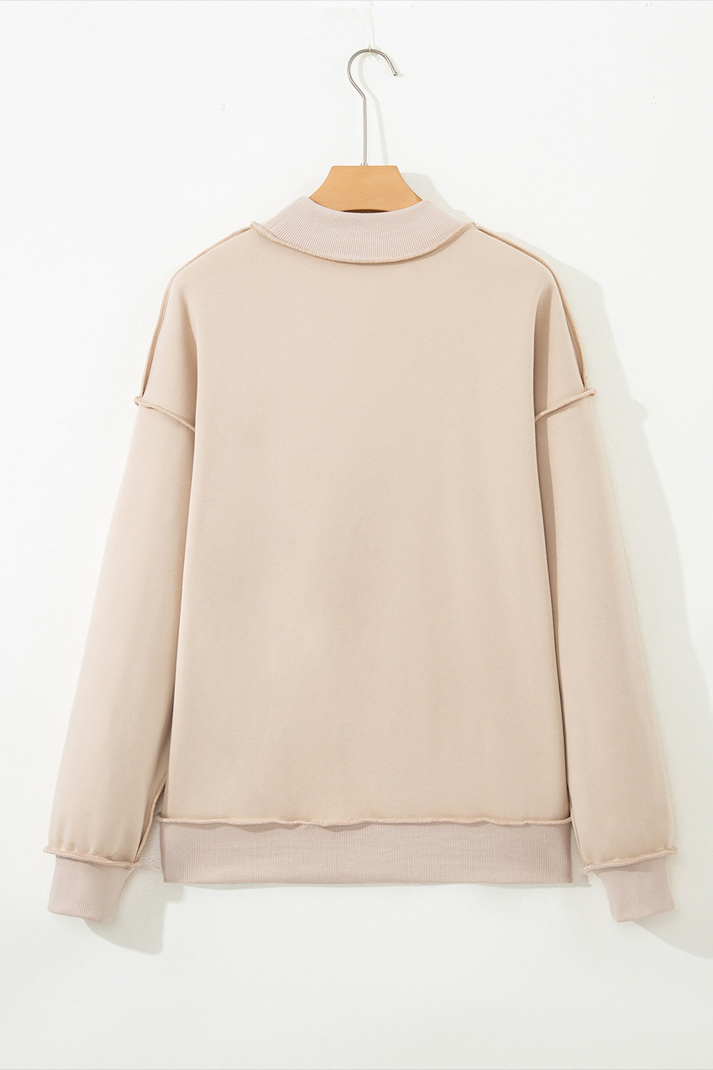 Bright Pink Oversize Drop Shoulder Reversible Mock Neck Sweatshirt-Tops/Sweatshirts & Hoodies-[Adult]-[Female]-2022 Online Blue Zone Planet