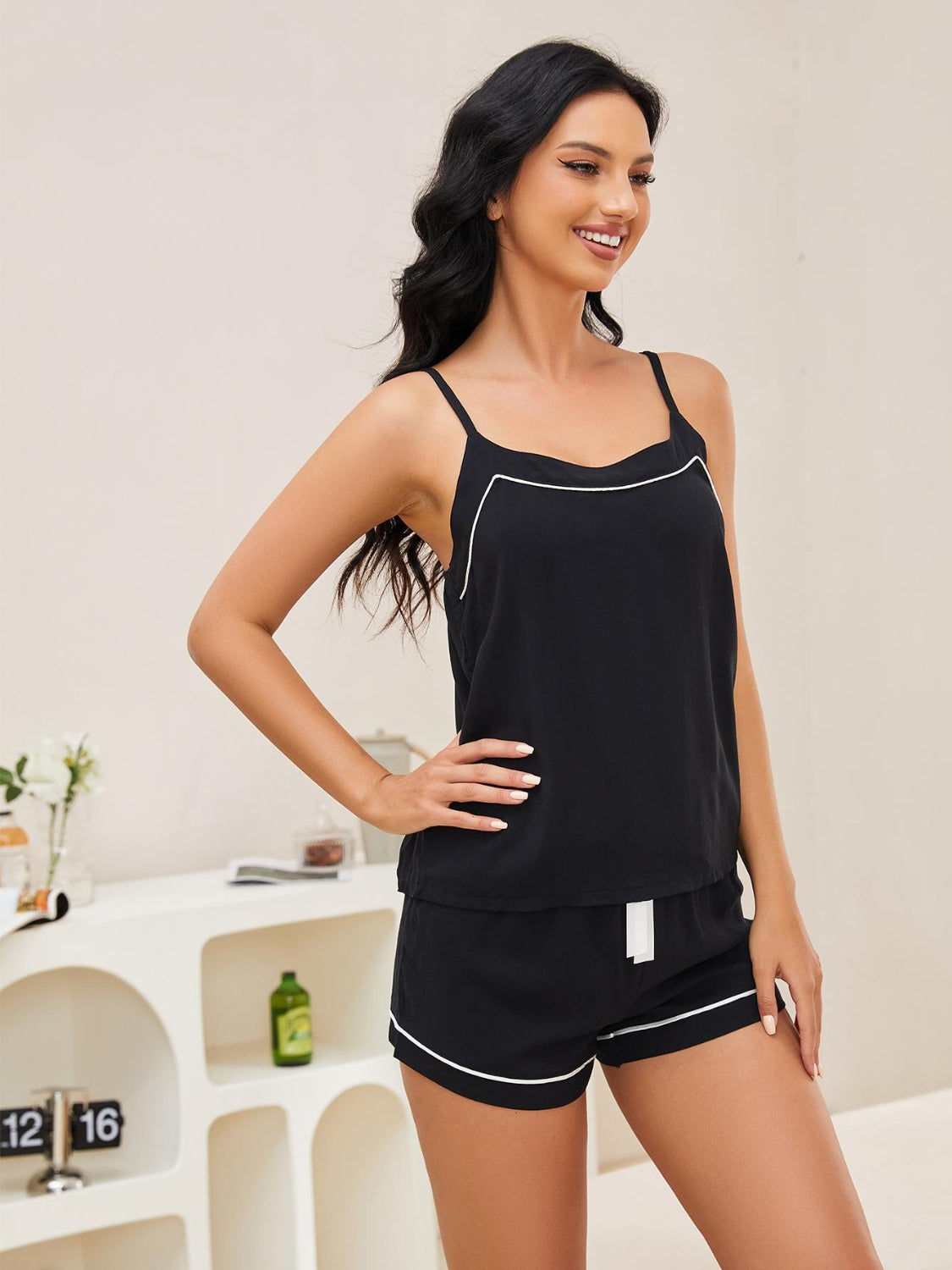 Scoop Neck Spaghetti Strap Top and Shorts Lounge Set-TOPS / DRESSES-[Adult]-[Female]-2022 Online Blue Zone Planet