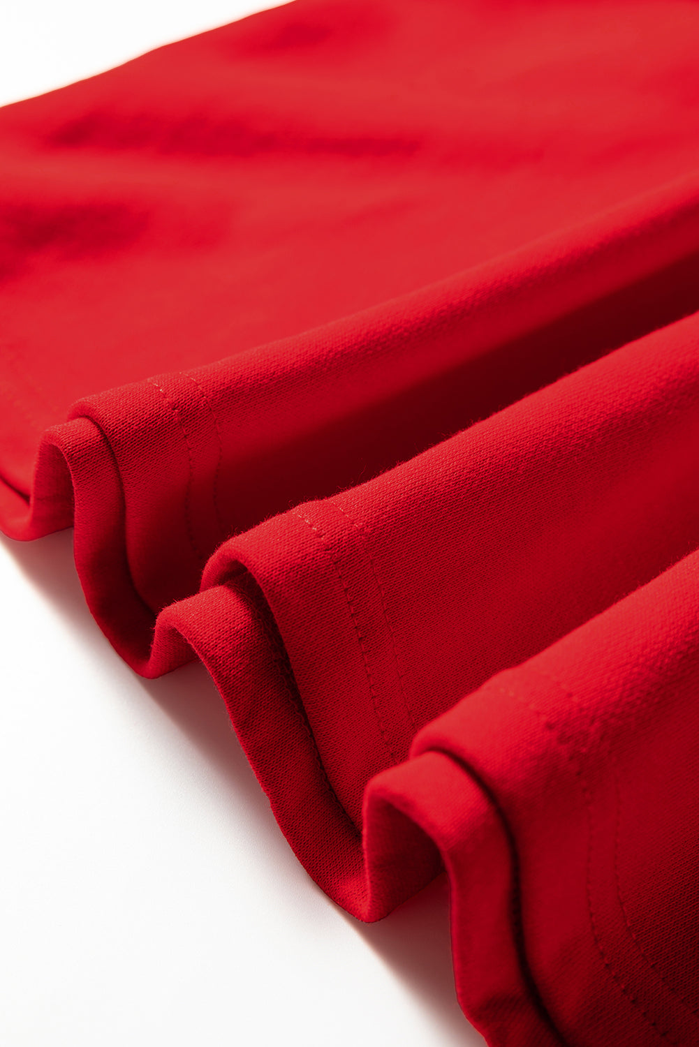Fiery Red Varsity Contrast Banded Sleeve Shift Sweatshirt Dress-TOPS / DRESSES-[Adult]-[Female]-2022 Online Blue Zone Planet