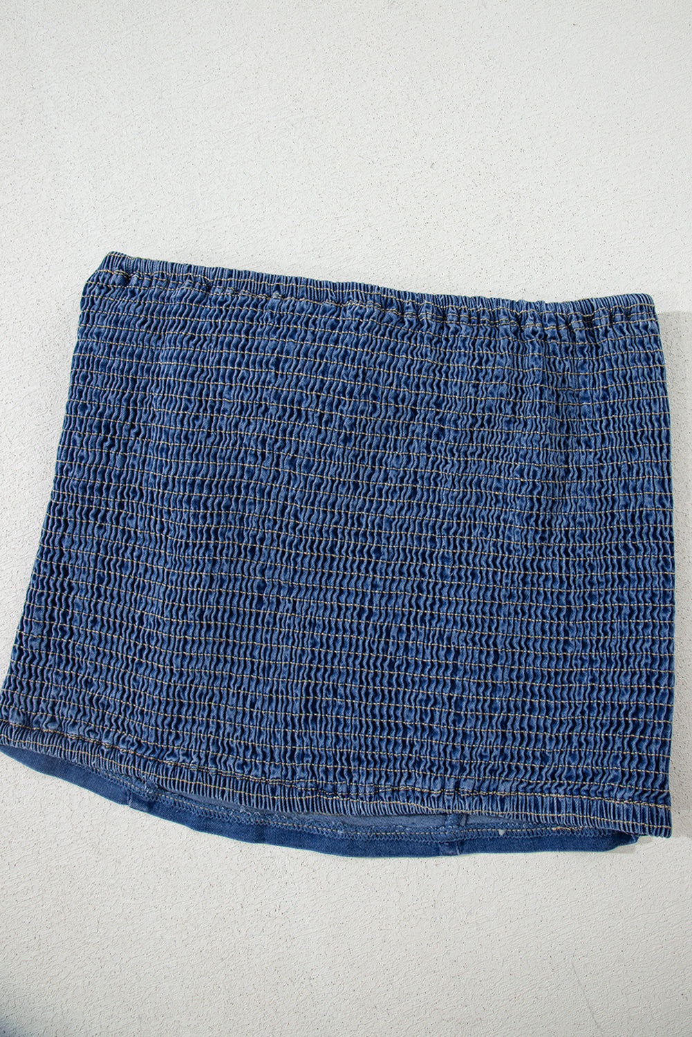 Sail Blue Vintage Bow Front Smocked Back Denim Tube Top-Tops/Tank Tops-[Adult]-[Female]-2022 Online Blue Zone Planet