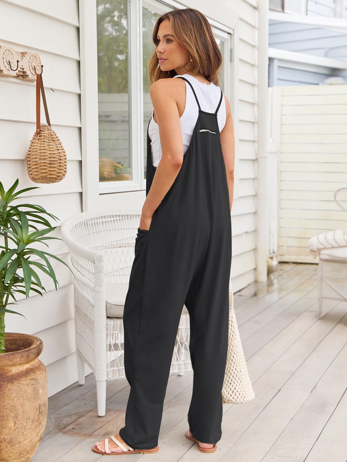 V-Neck Spaghetti Strap Jumpsuit-TOPS / DRESSES-[Adult]-[Female]-2022 Online Blue Zone Planet