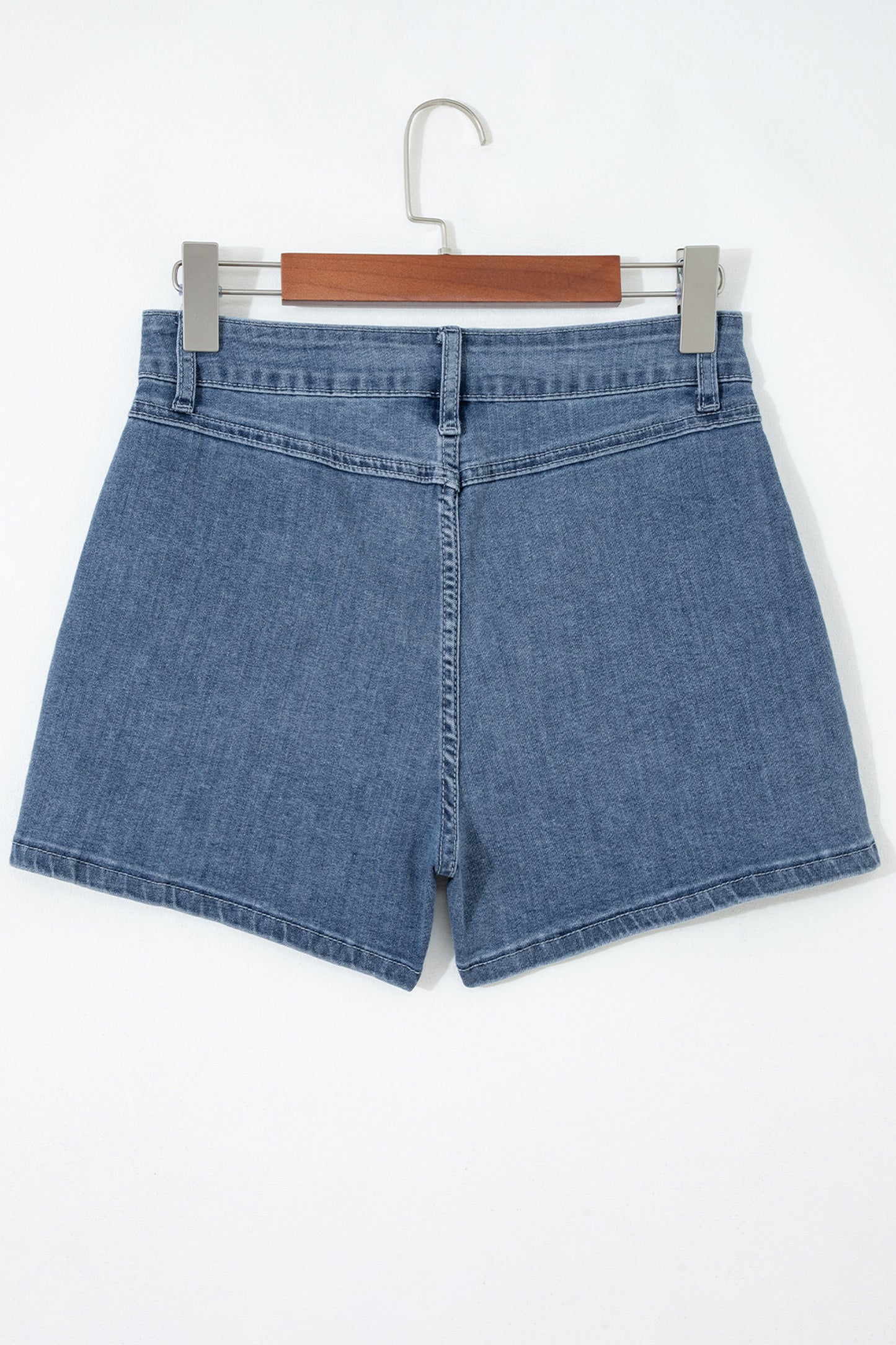 Dusk Blue Flap Pockets Denim Shorts-Bottoms/Denim Shorts-[Adult]-[Female]-2022 Online Blue Zone Planet