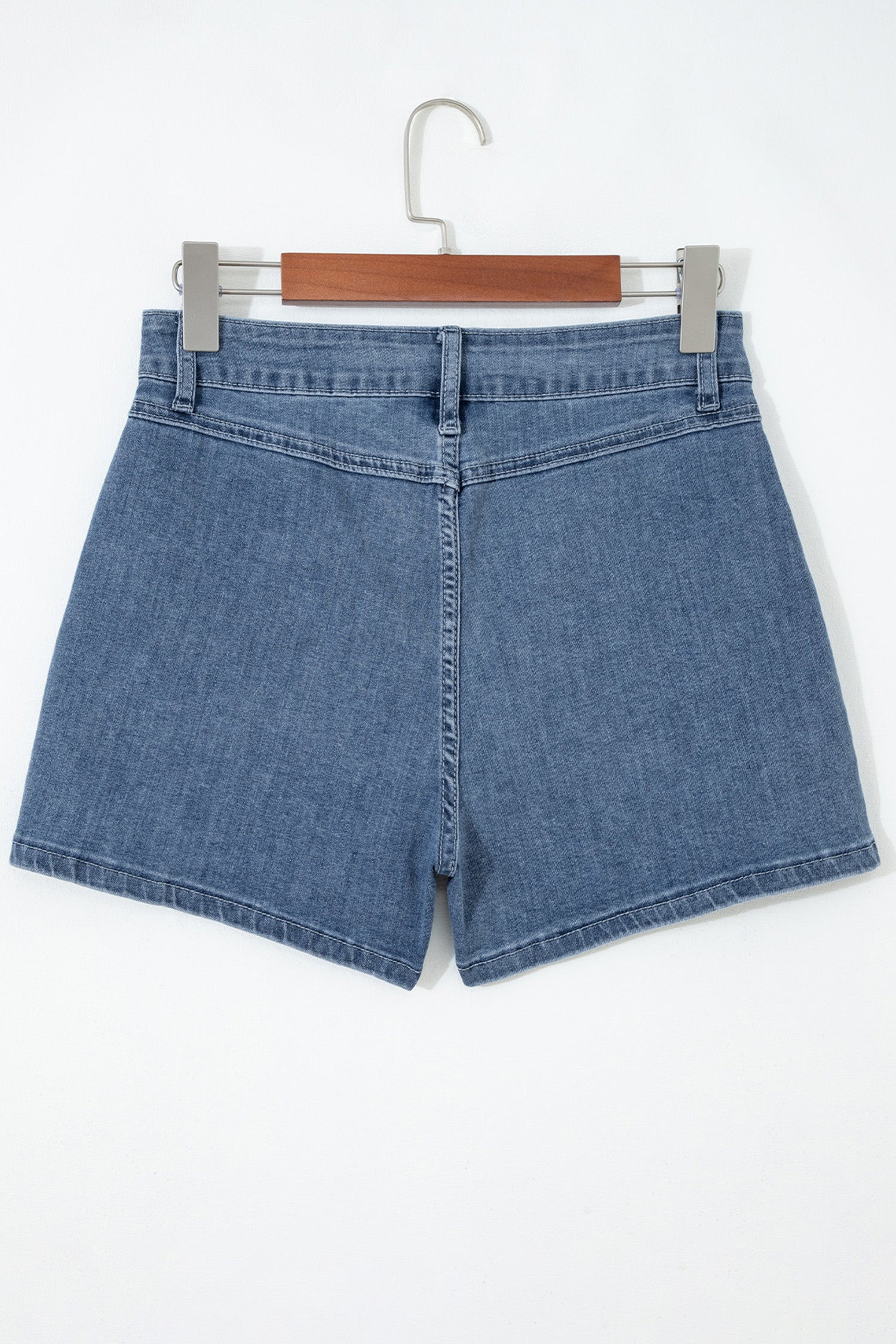 Dusk Blue Flap Pockets Denim Shorts-Bottoms/Denim Shorts-[Adult]-[Female]-2022 Online Blue Zone Planet