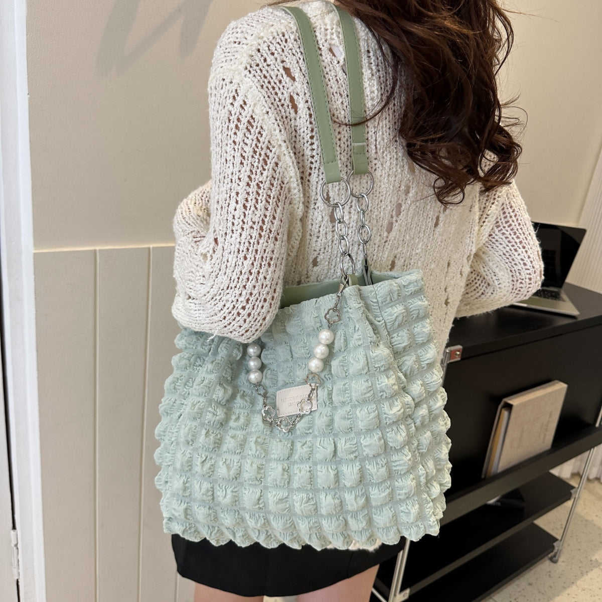 Cloud Puffy Polyester Tote Bag-[Adult]-[Female]-2022 Online Blue Zone Planet