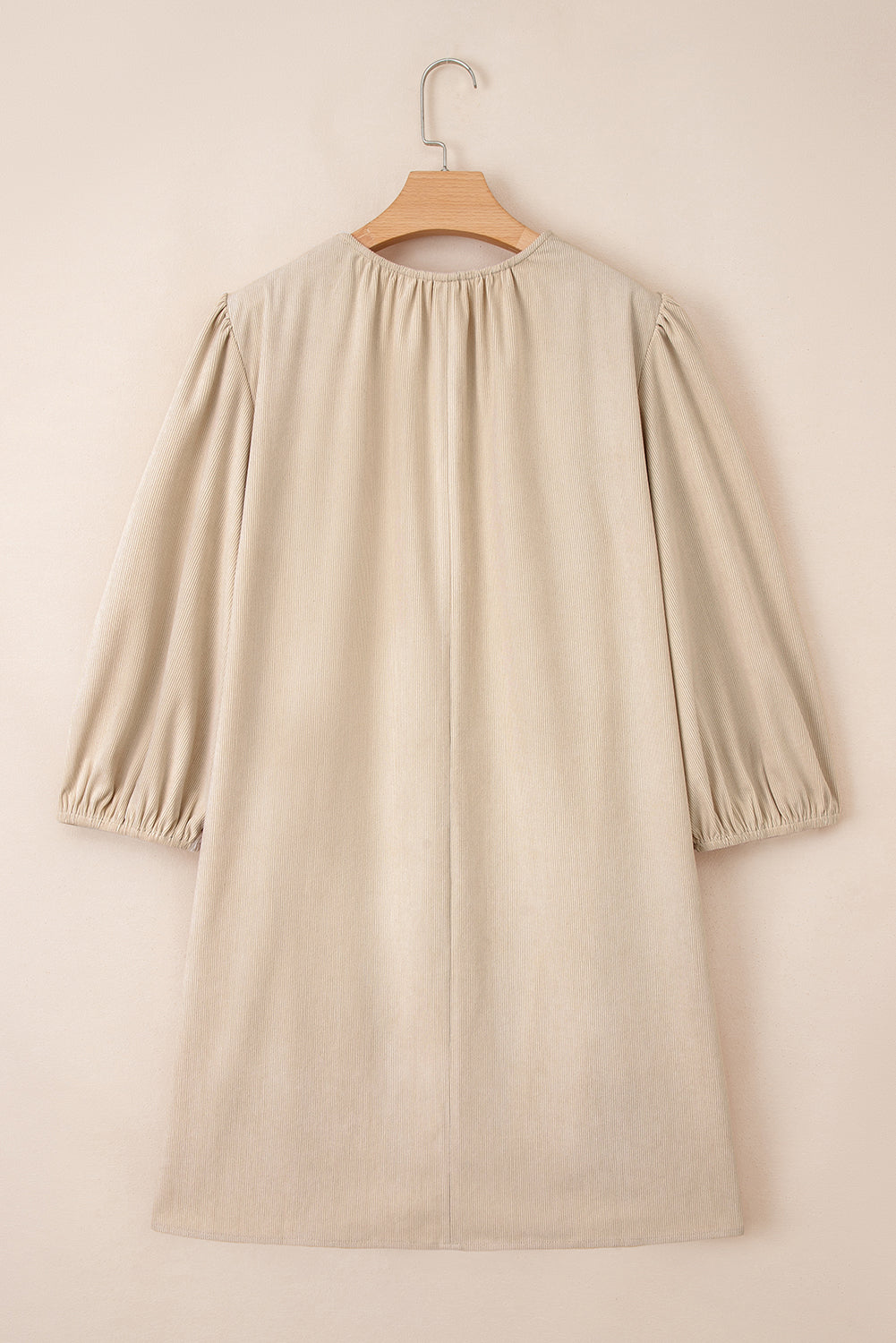 Parchment Notched Neck Scallop Detail Plus Size Mini Dress-TOPS / DRESSES-[Adult]-[Female]-2022 Online Blue Zone Planet