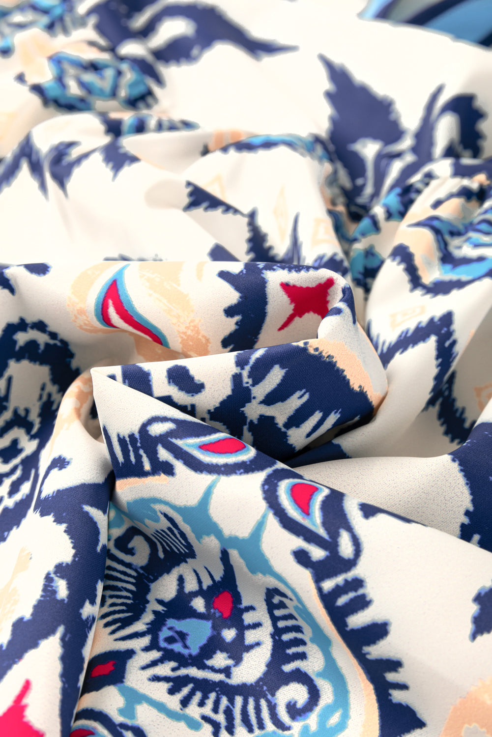 Blue Ethnic Print Pop of Color Neckline Long Sleeve Dress-Short Dresses-[Adult]-[Female]-2022 Online Blue Zone Planet